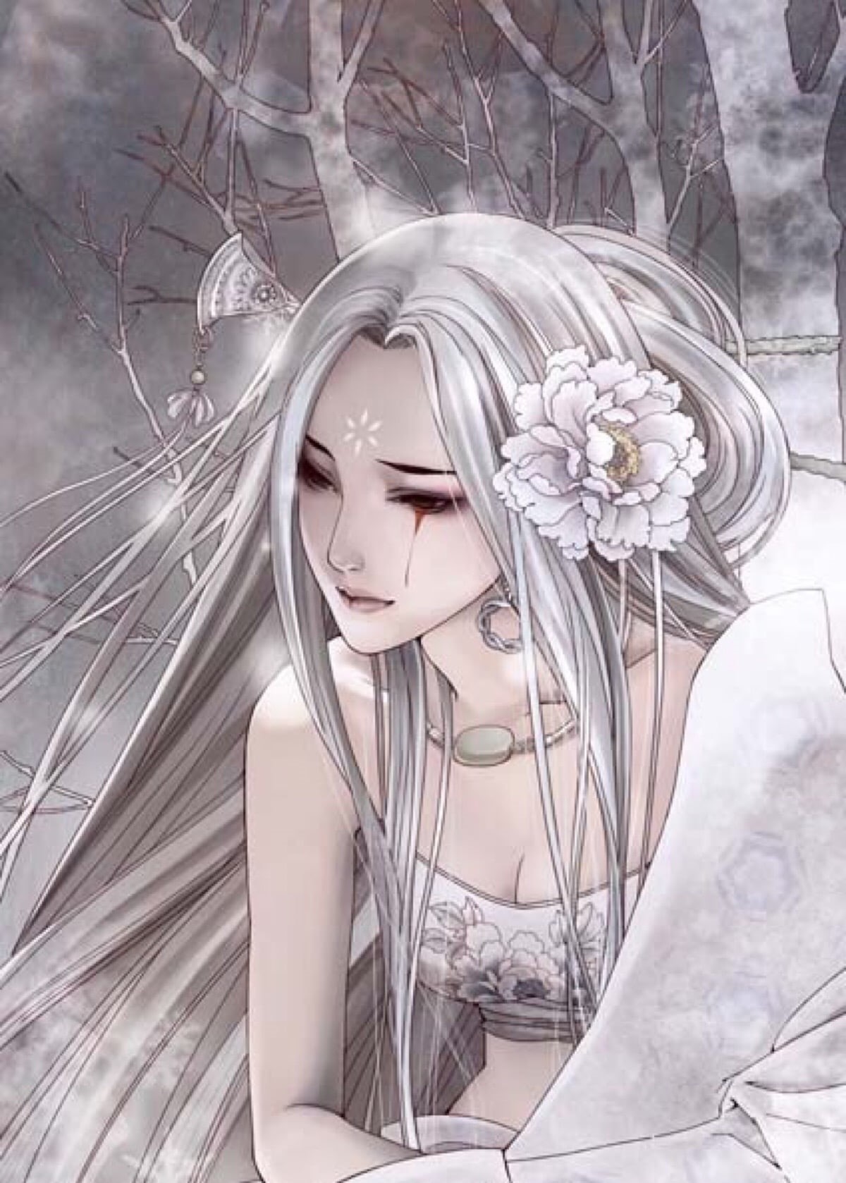 beautiful woman, close-up, hair, adult, Zhang Xiao Bai, silver colored, 720P, indoors, beauty, young adult, creativity, people, wedding, nature, plant, Phone HD Wallpaper