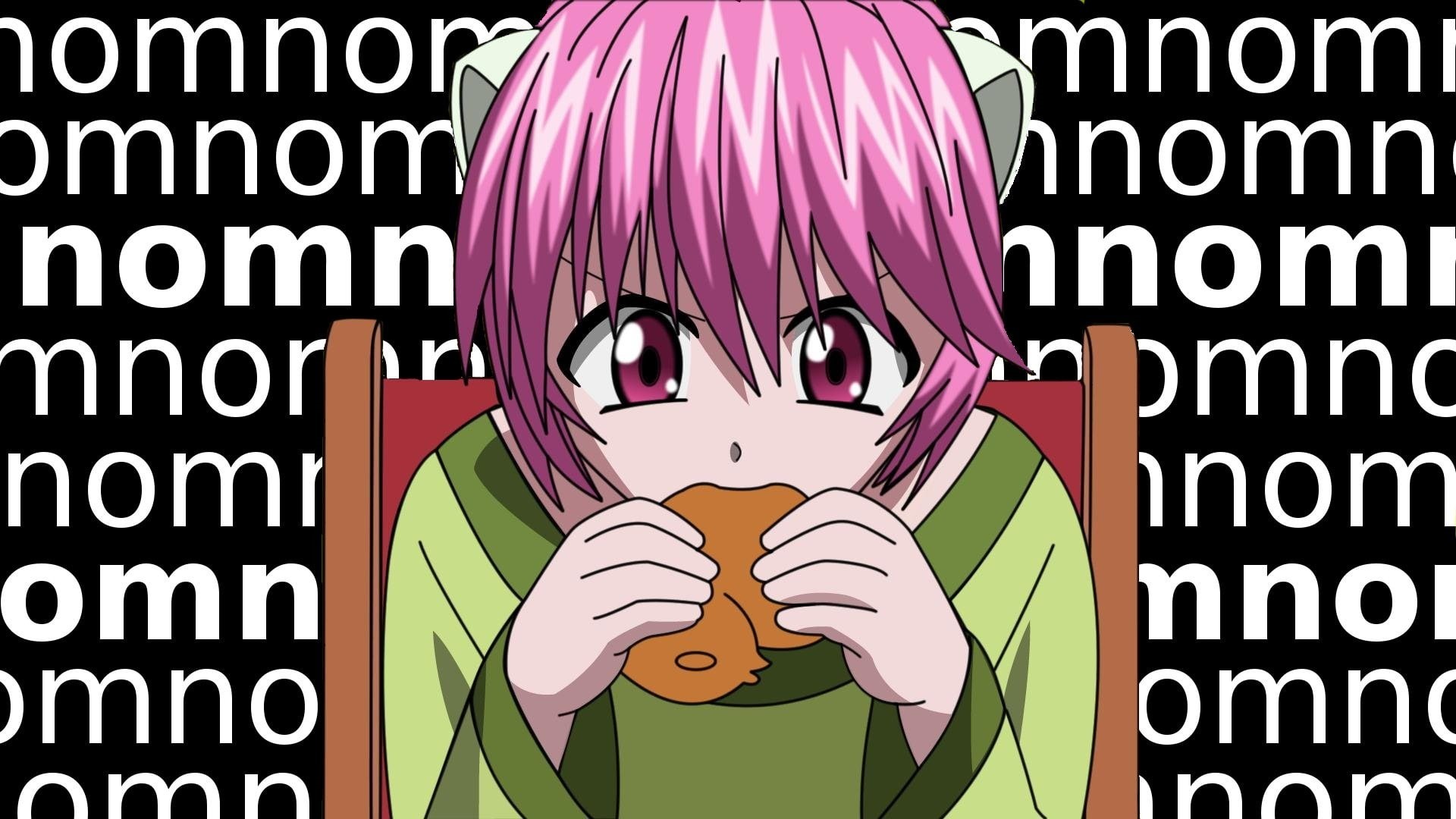 Nyu, anime girls, anime girls eating, Elfen Lied, 1080P, HD Wallpaper
