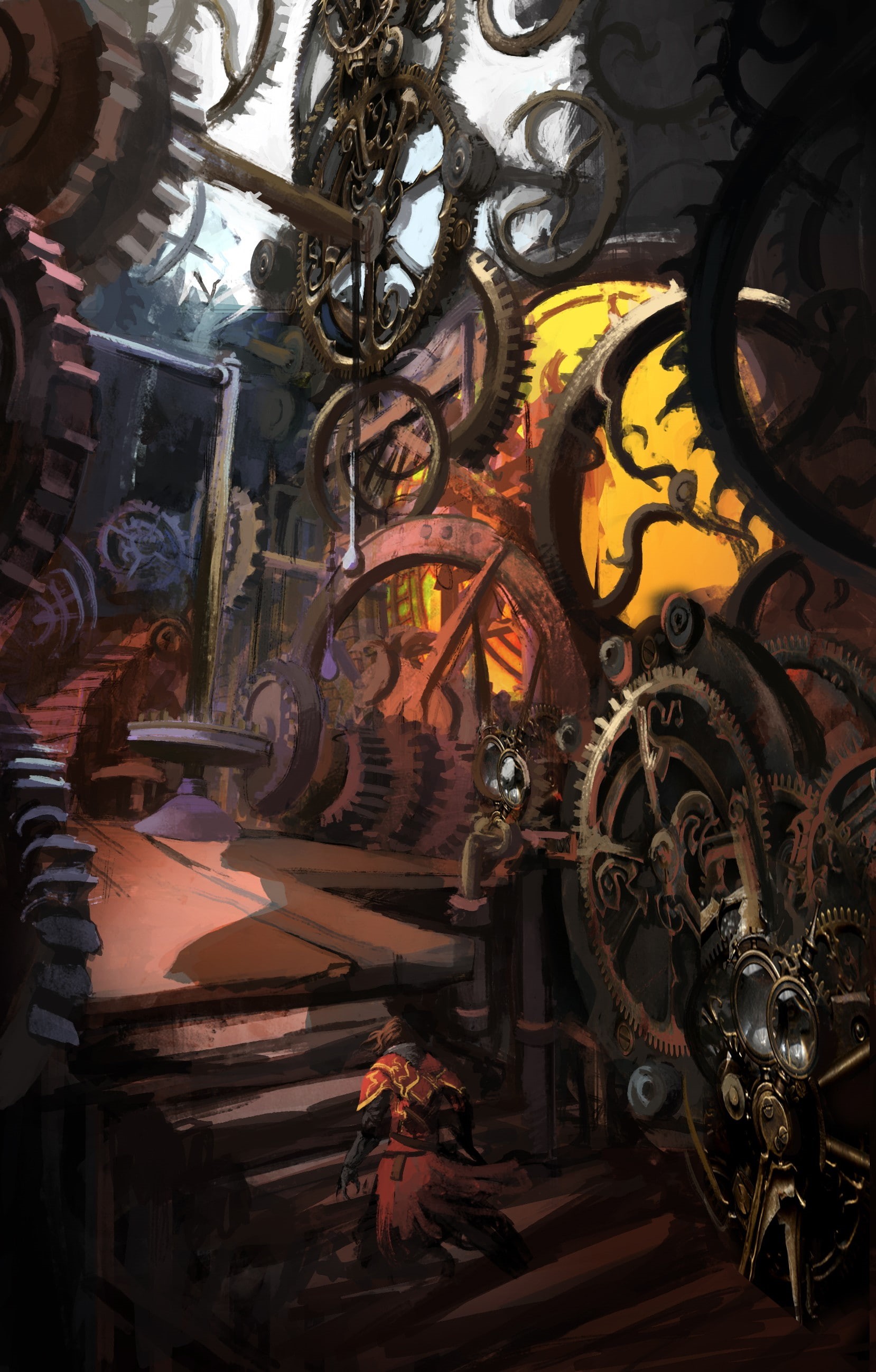 place of worship, creativity, building, clocktowers, gears, built structure, concept art, Castlevania: Lords of Shadow, craft, indoors, architecture, pattern, Phone HD Wallpaper