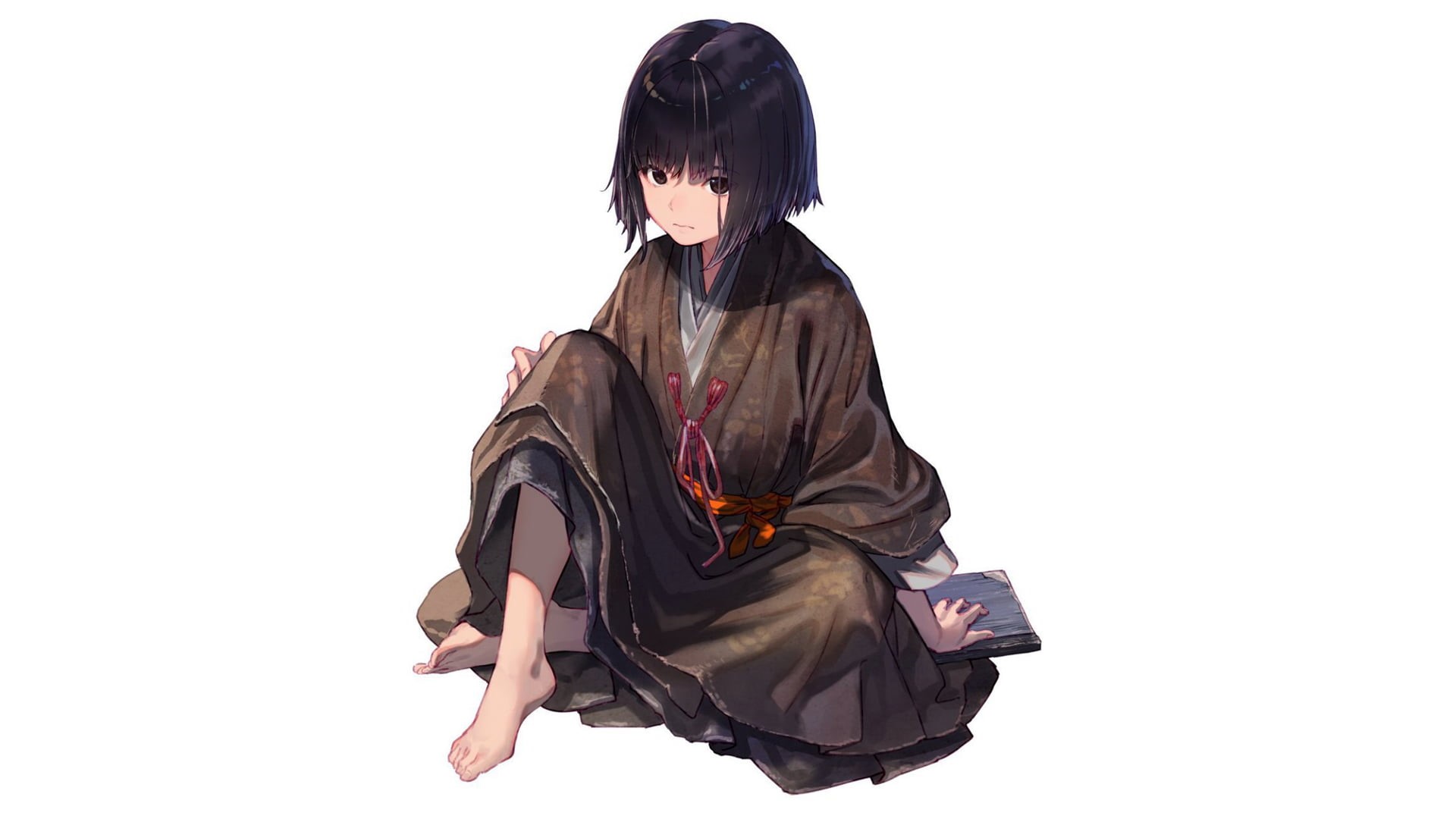 barefoot, 1080P, anime, white background, simple background, anime boys, Sekiro: Shadows Die Twice, kimono, HD Wallpaper