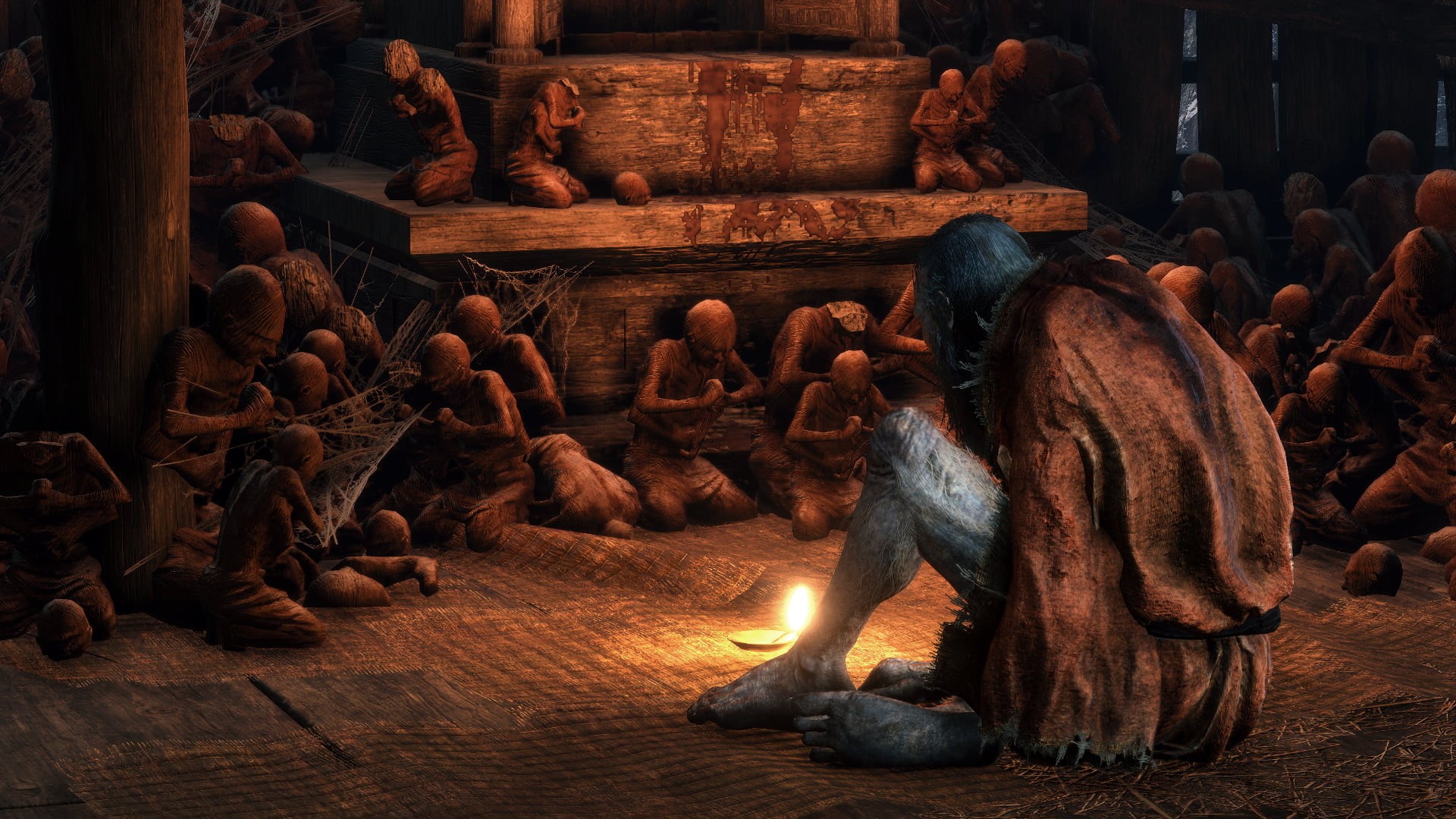 statue, alone, Sekiro: Shadows Die Twice, 1080P, video game art, wood, old people, screen shot, HD Wallpaper