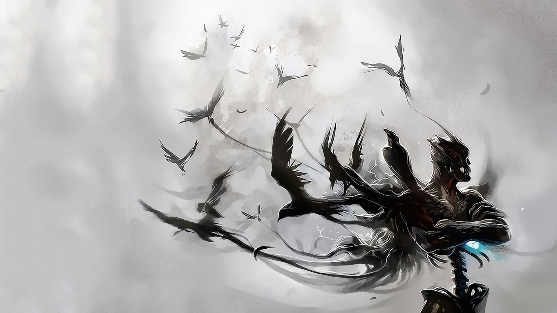 birds, shadow fiend, 1080P, artwork, digital art, HD Wallpaper