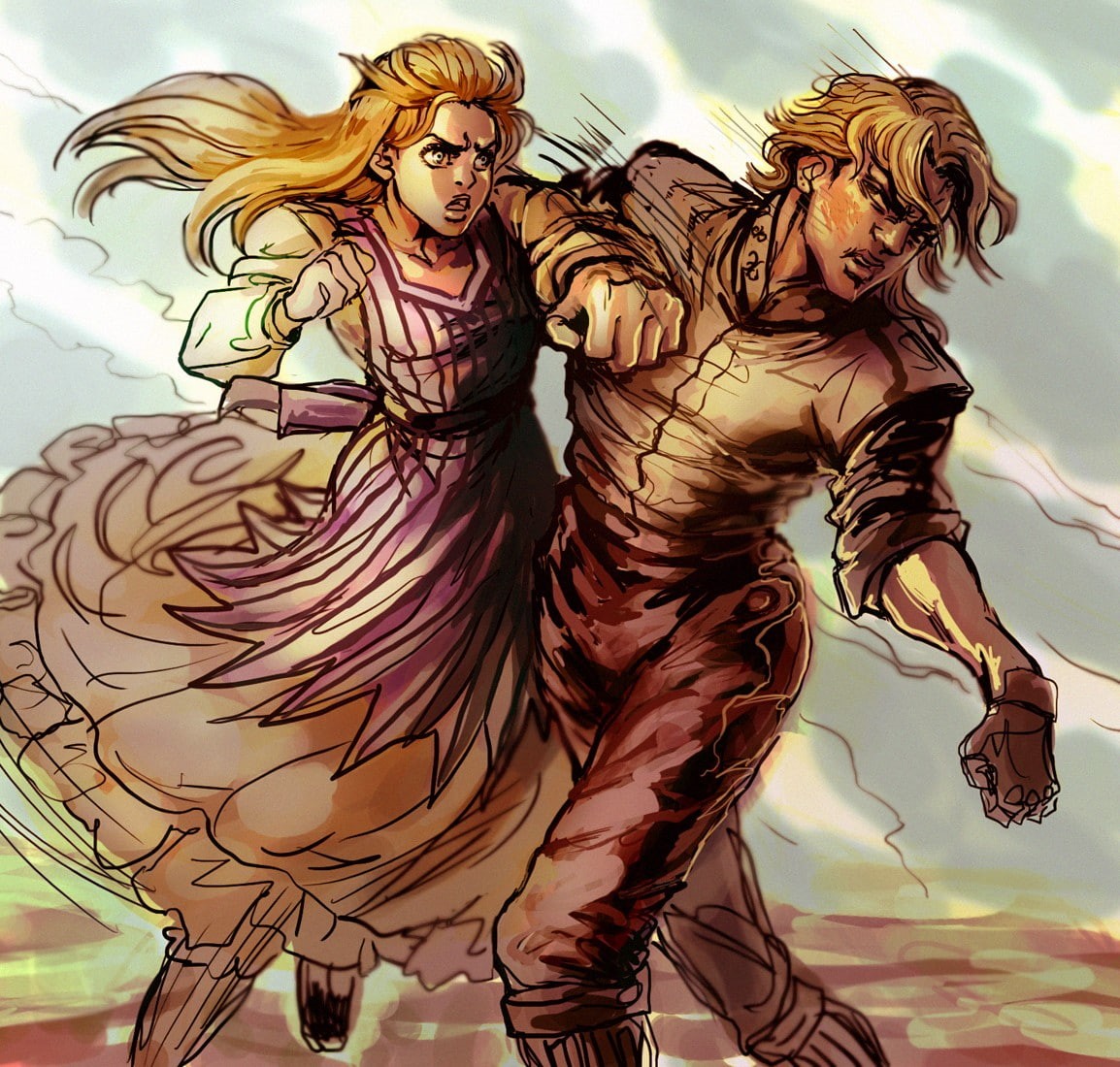 blonde, JoJos Bizarre Adventure, Dio Brando, 480P, Erina Pendleton, anime, HD Wallpaper
