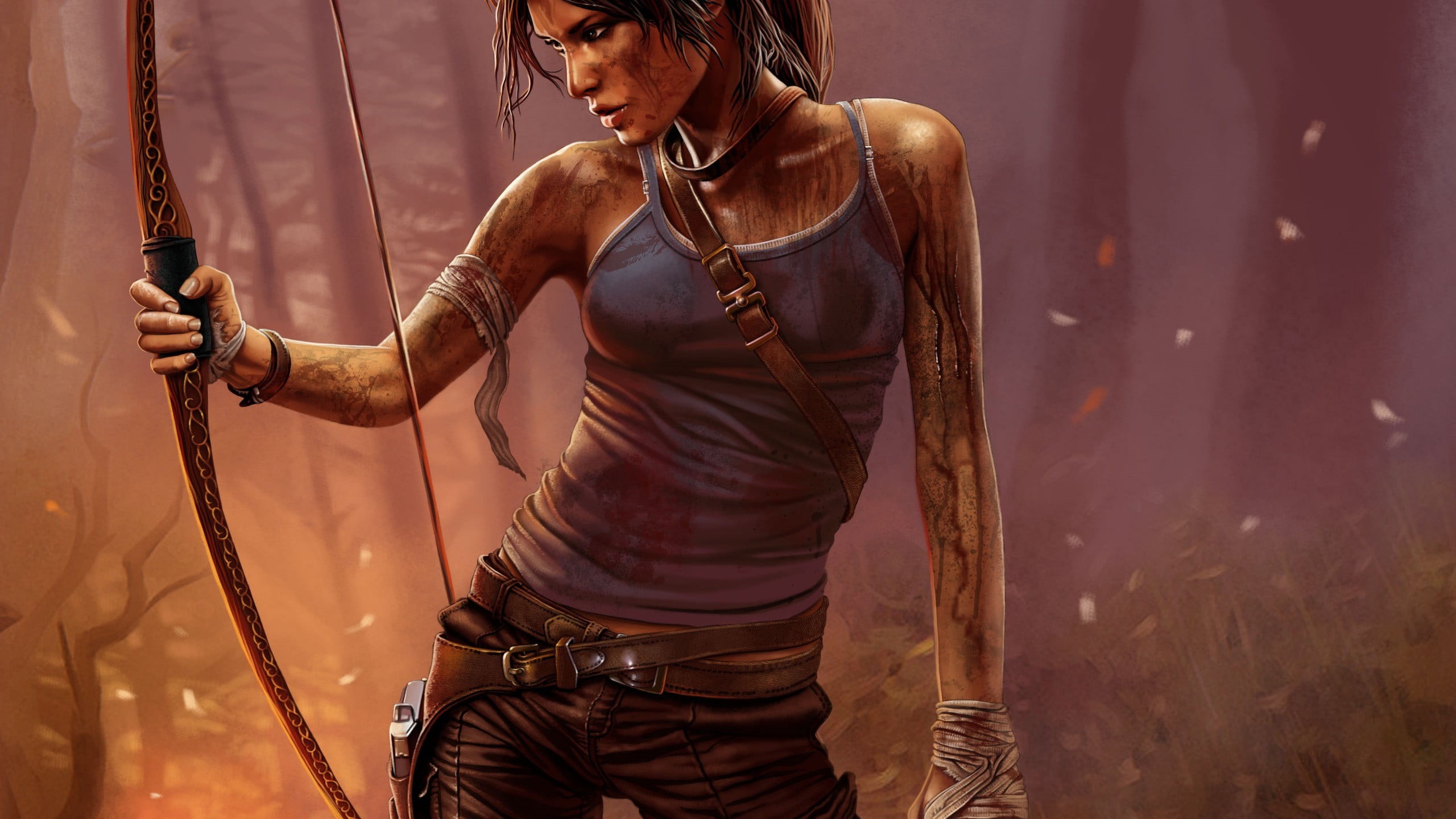 clothing, one person, three quarter length, hairstyle, architecture, hair, females, music, adult, muscular build, 2K, history, rope, Lara Croft, HD Wallpaper