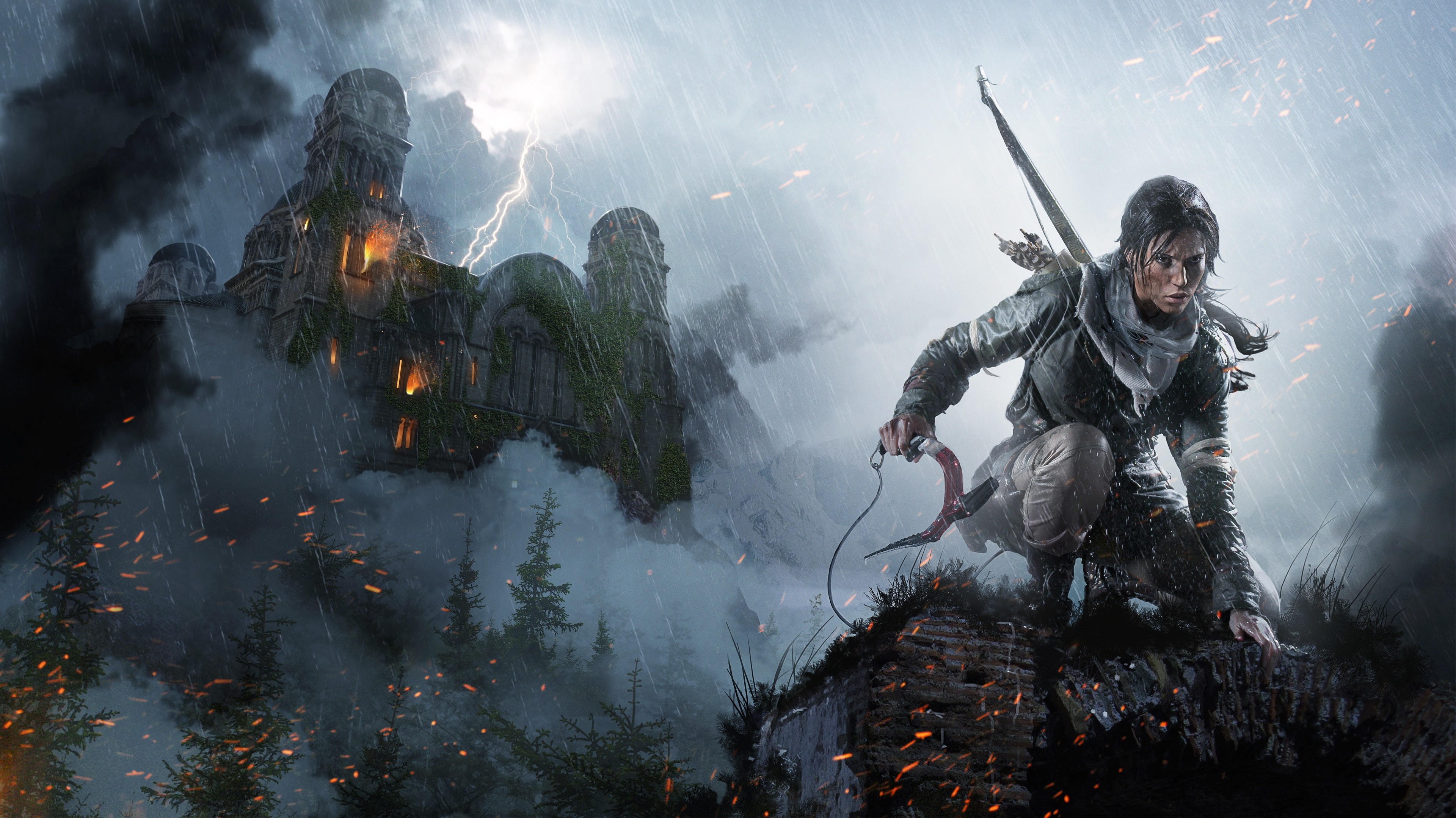 communication, smoke - physical structure, heroes, fire, fire - natural phenomenon, mountain, video games, fog, flame, helmet, Rise of the Tomb Raider, HD Wallpaper