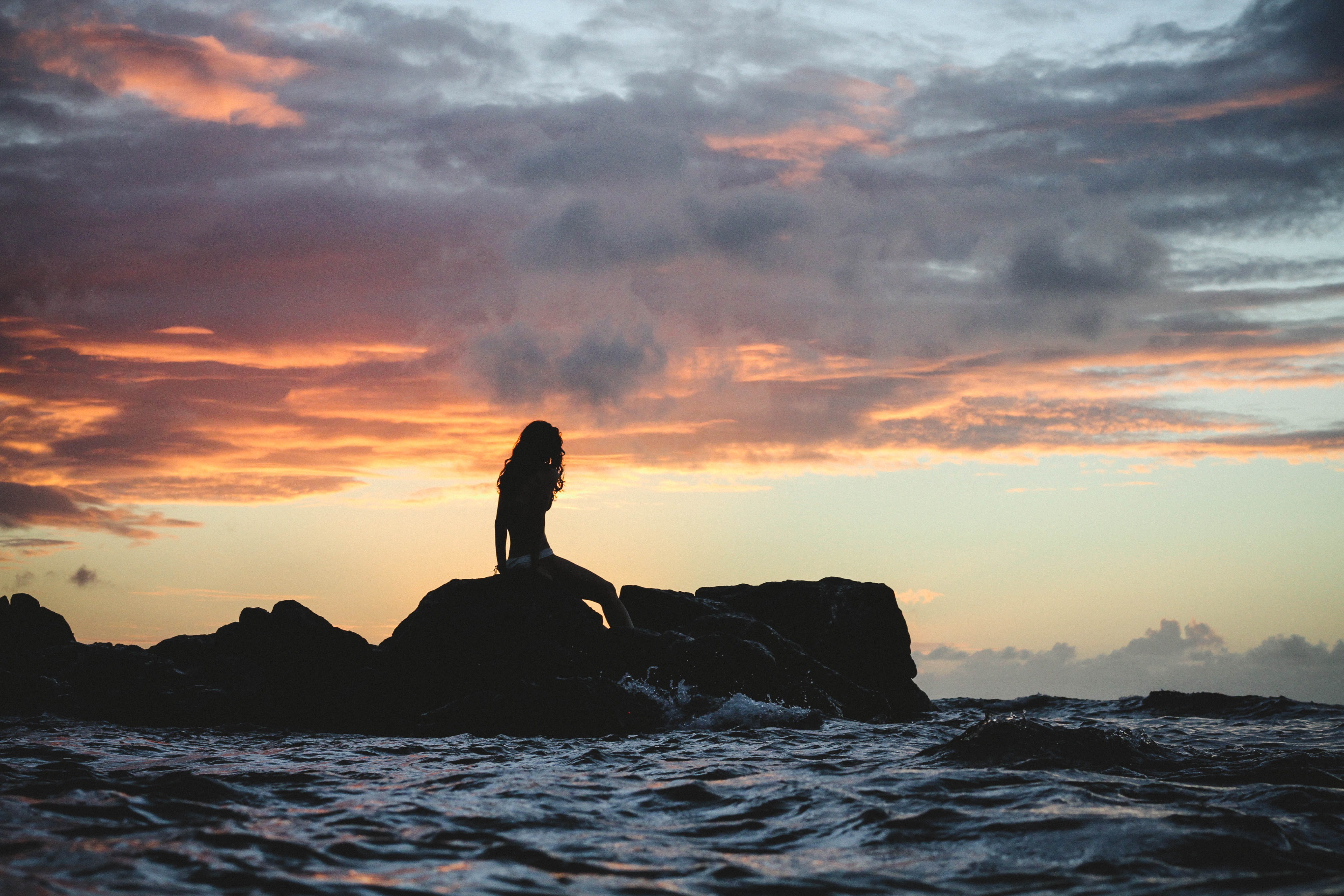 nature, one Person, serene People, water, woman, yoga, sea, tranquil Scene, rock, zen-like, orange color, sitting, golden, leisure activity, idyllic, women, HD Wallpaper