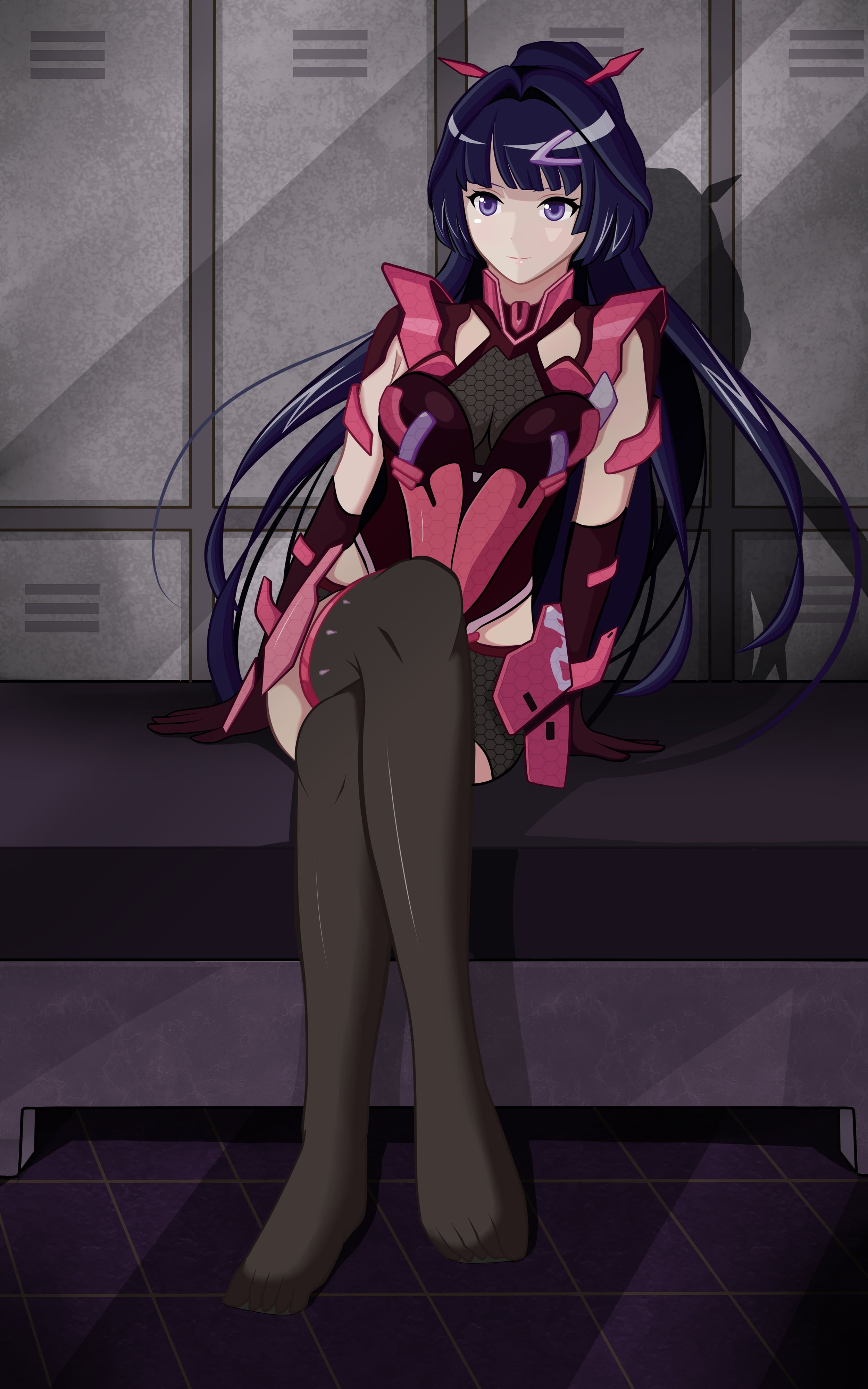 anime girls, Honkai Impact, shoe, waiting, 4K, beauty, beautiful woman, portrait, young women, fashion, sitting, clothing, high heels, anime, glasses, Phone HD Wallpaper
