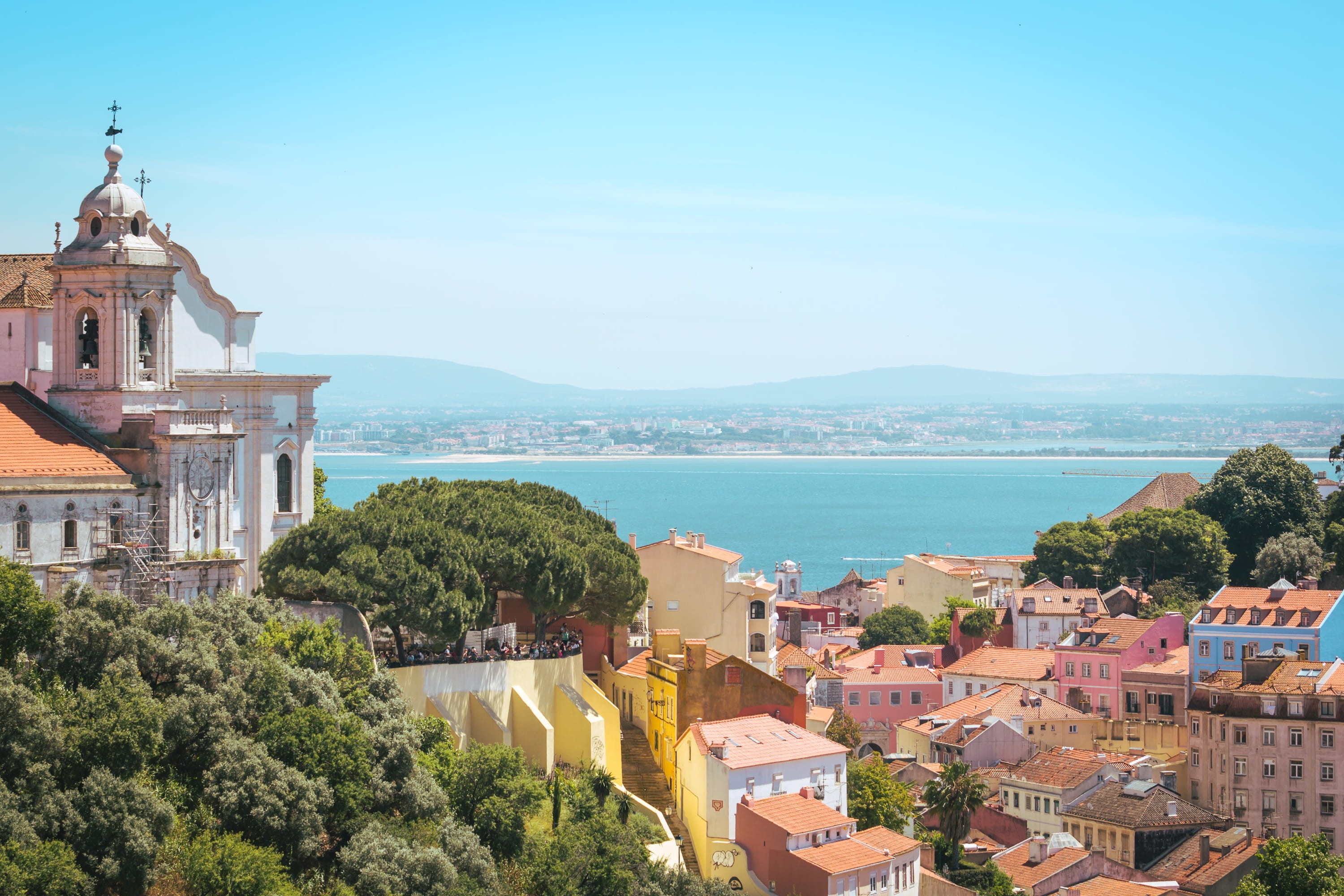water, day, place of worship, summer, architecture, vacation, travel, plant, nature, no people, lissabon, 2K, tree, city, built structure, belief, building, HD Wallpaper