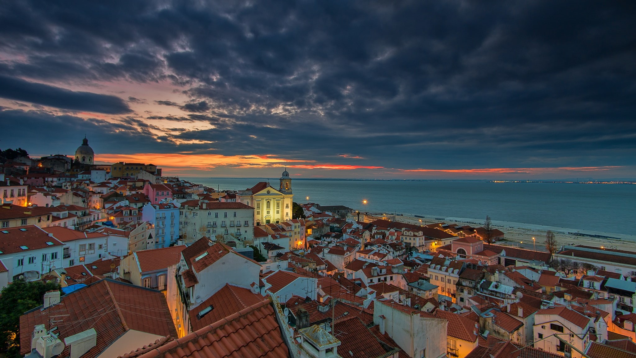 Portugal, 1080P, lisbon, sunrise, HD Wallpaper