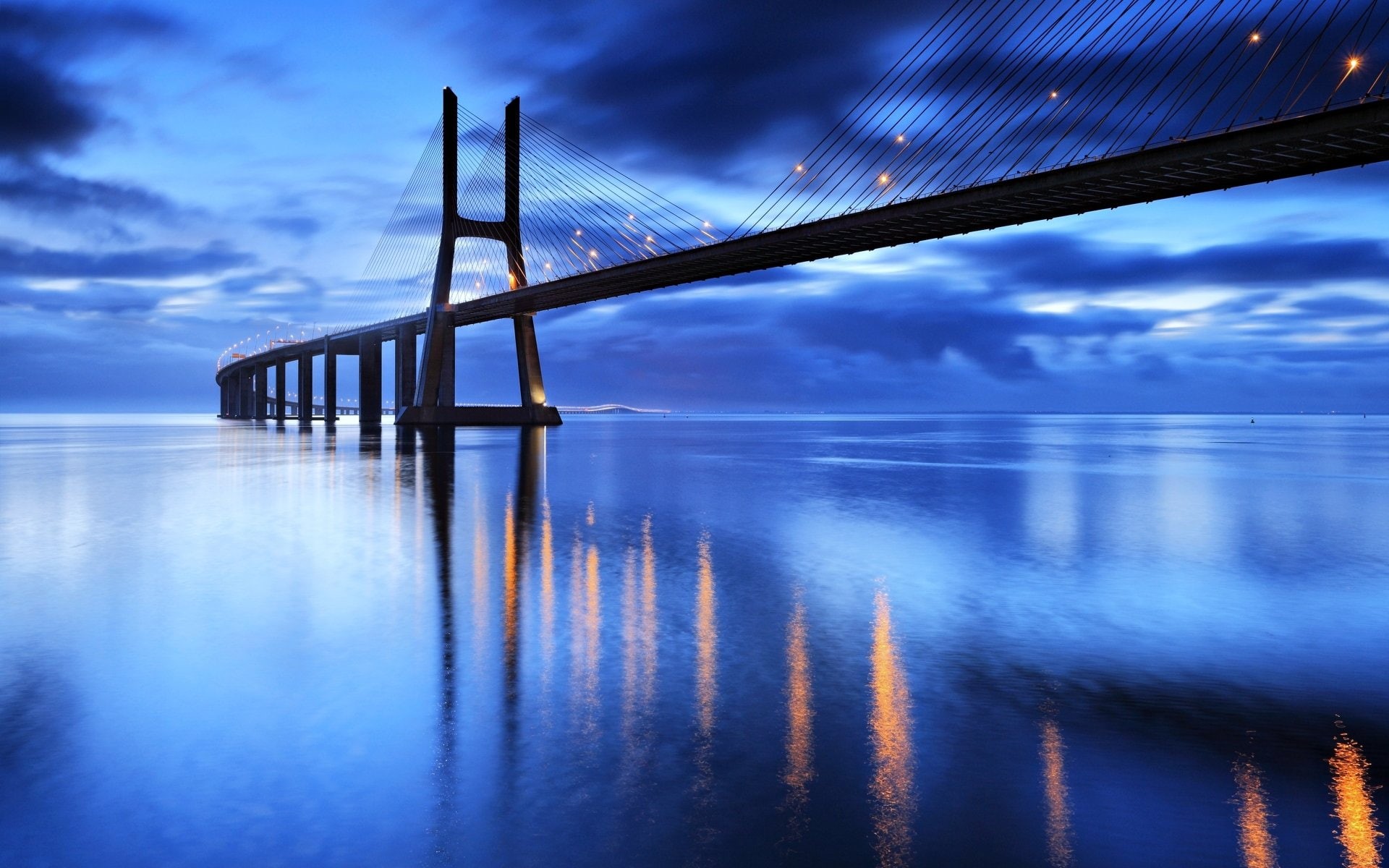 Vasco da Gama Bridge, Sea, Portugal, Ocean, Bridges, 1080P, HD Wallpaper