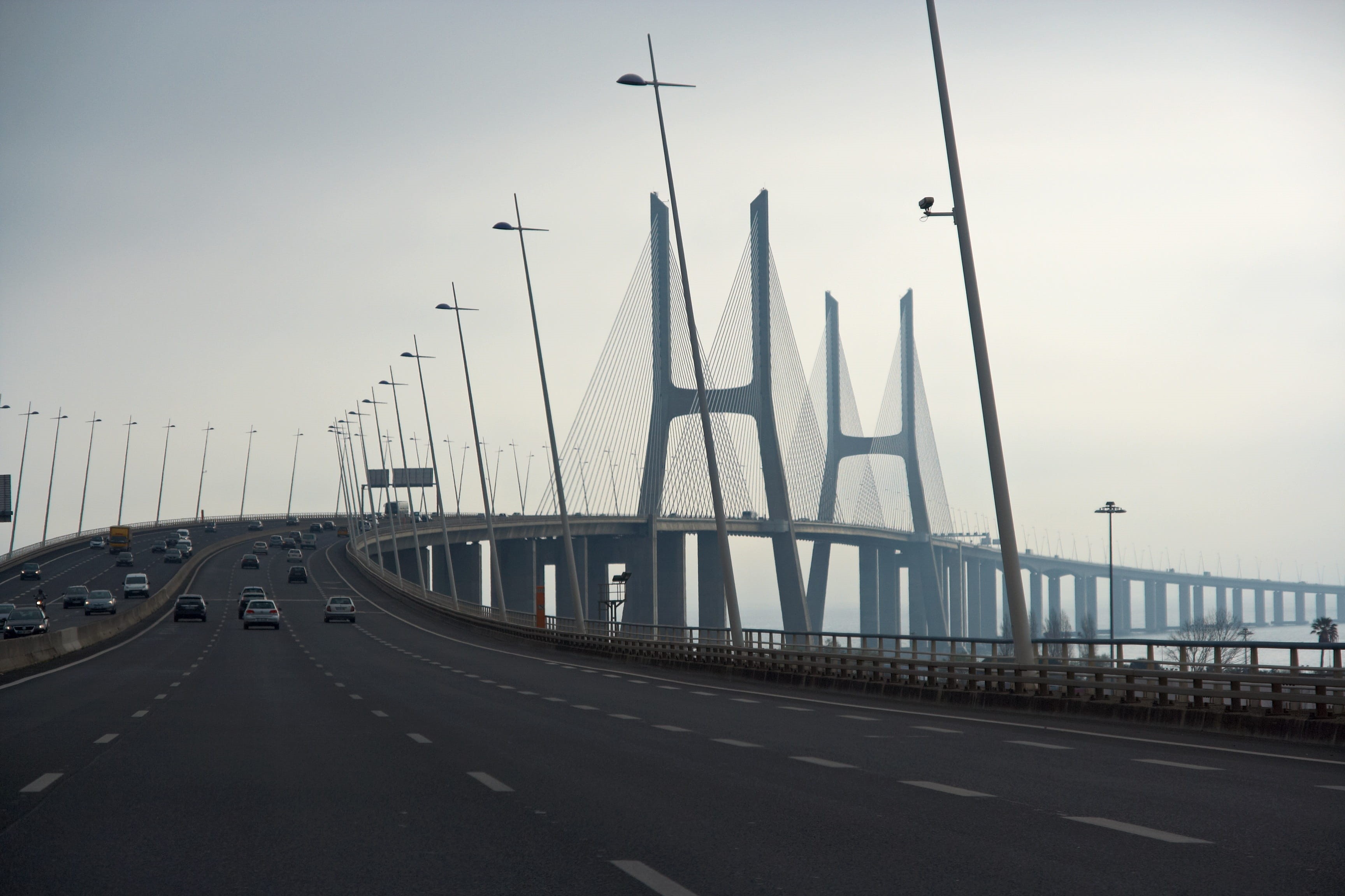 highway, vasco, landmark, Lisbon, no people, transport, travel, road, mode of transportation, car, outdoors, tejo, city, sign, street, direction, day, urban, HD Wallpaper