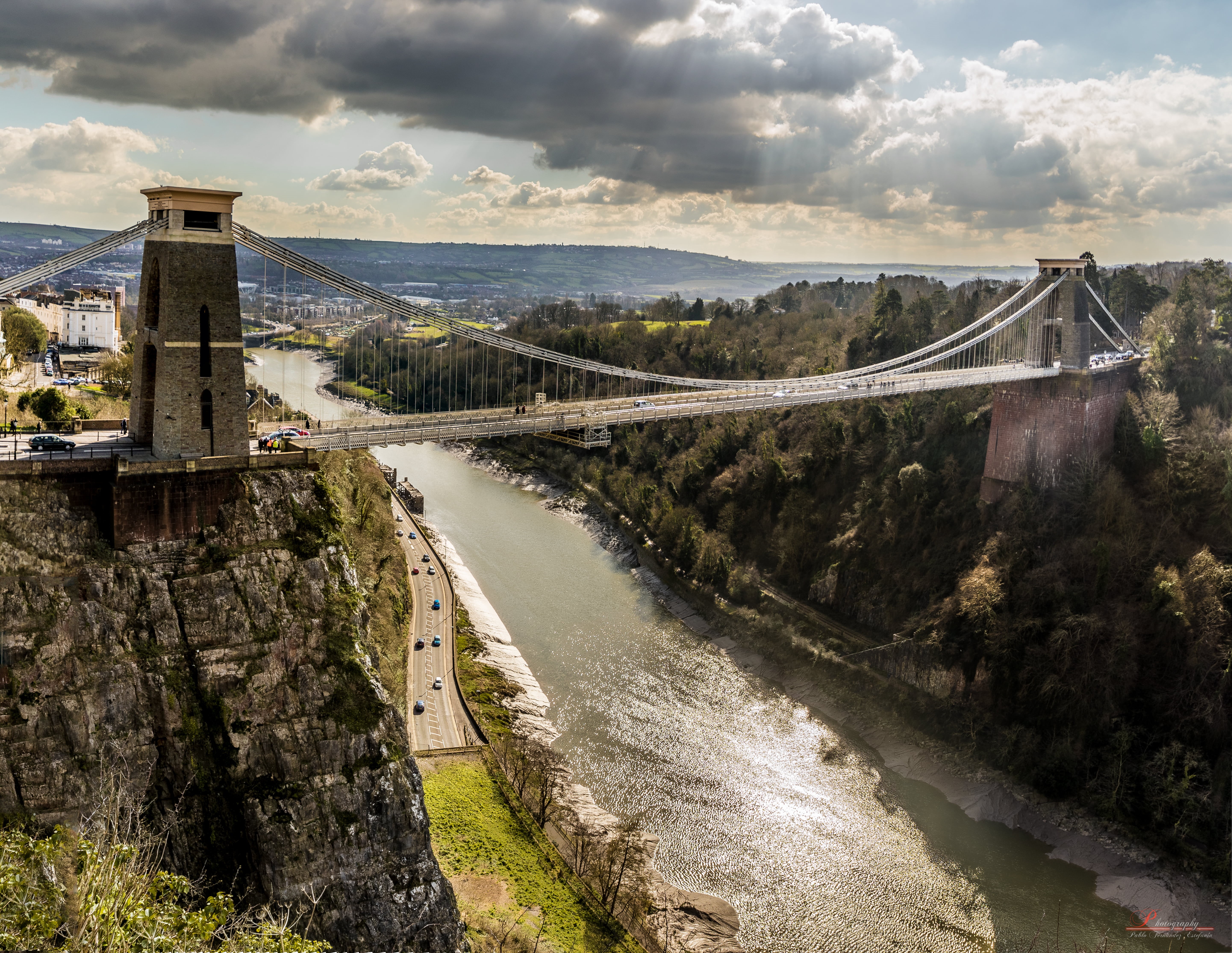screen  saver, famous Place, sunrise  river, iphone  4s, metal, puente, metal bridge, outdoor, train, photoshop, 4k, bridge, skyline, Bristol, edit, yellow  sun, HD Wallpaper