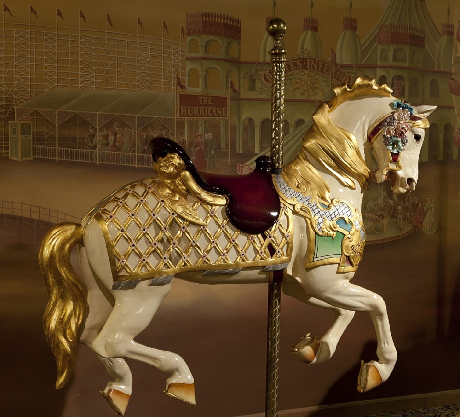 wooden, carousel horses, domestic, architecture, colorful, representation, history, domestic animals, animal, livestock, animal wildlife, built structure, HD Wallpaper