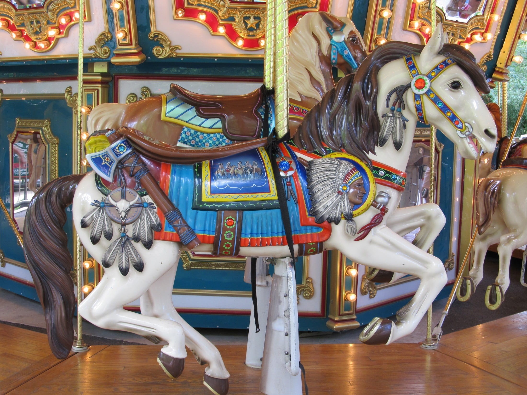 retro, horse, ornate, no people, leisure, absence, 1080P, vintage, animal, arts culture and entertainment, creativity, multi colored, Carousel, animal wildlife, HD Wallpaper