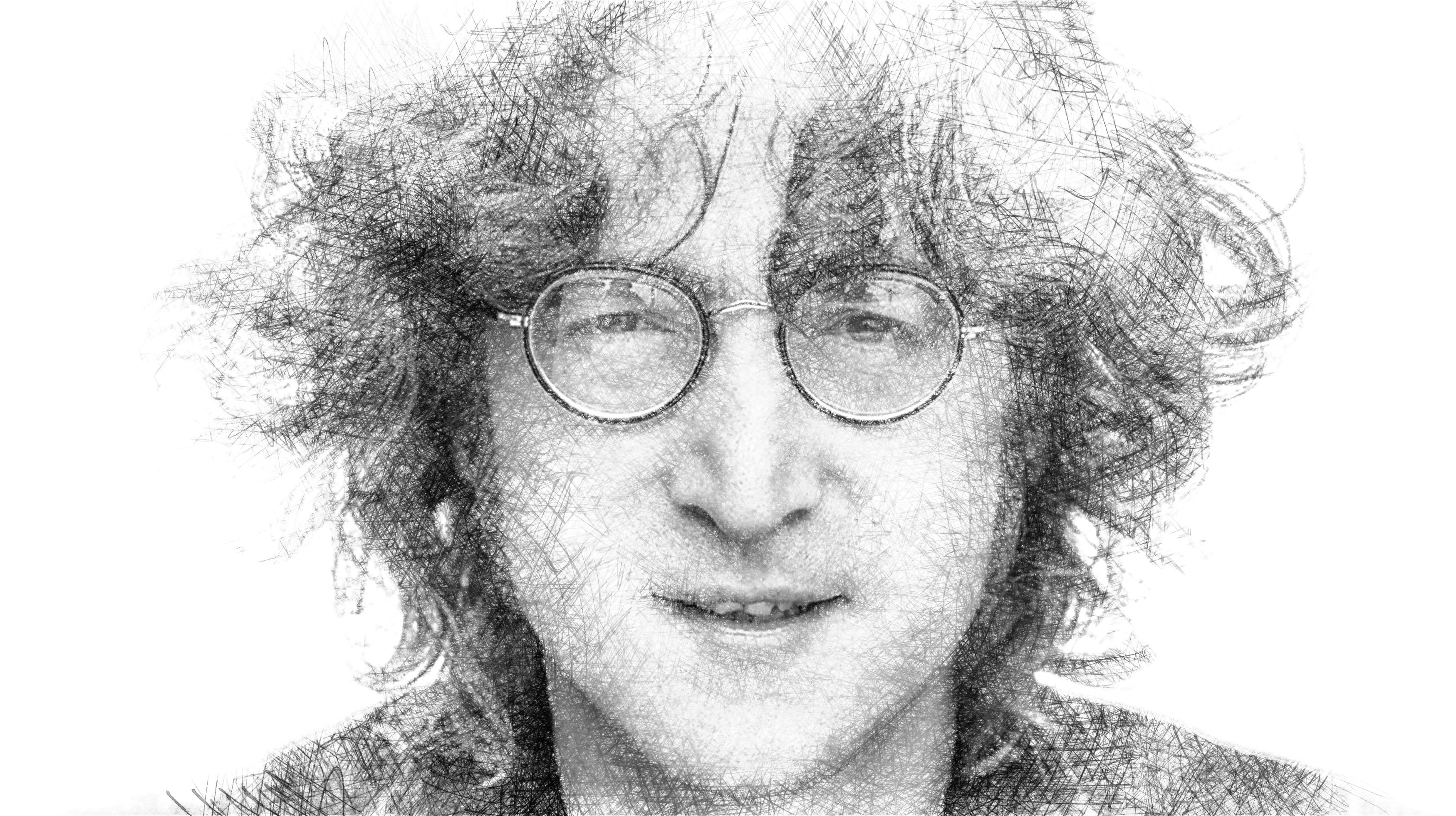 John Lennon, portrait, glasses, The Beatles, 2K, musician, HD Wallpaper