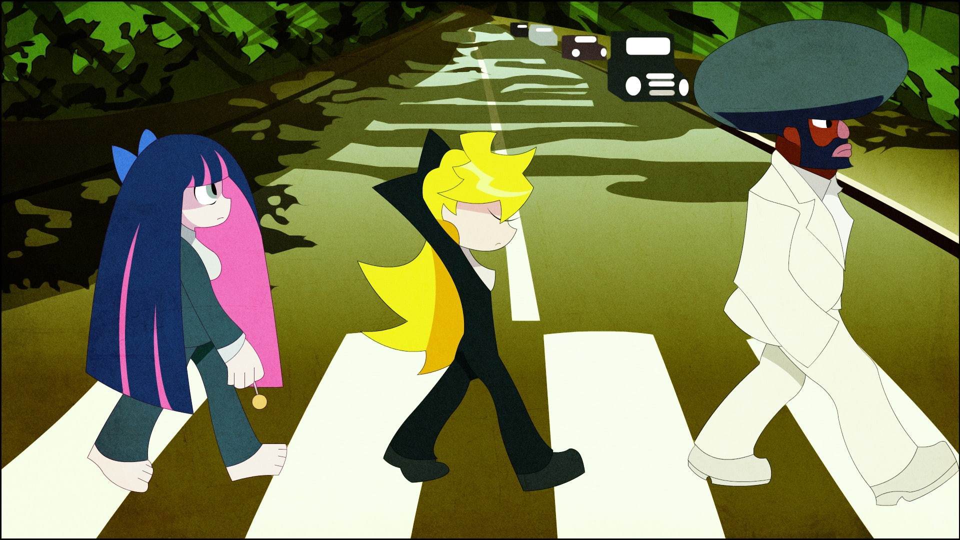 1080P, Panty and Stocking with Garterbelt, Abbey Road (Parody), Anime, HD Wallpaper