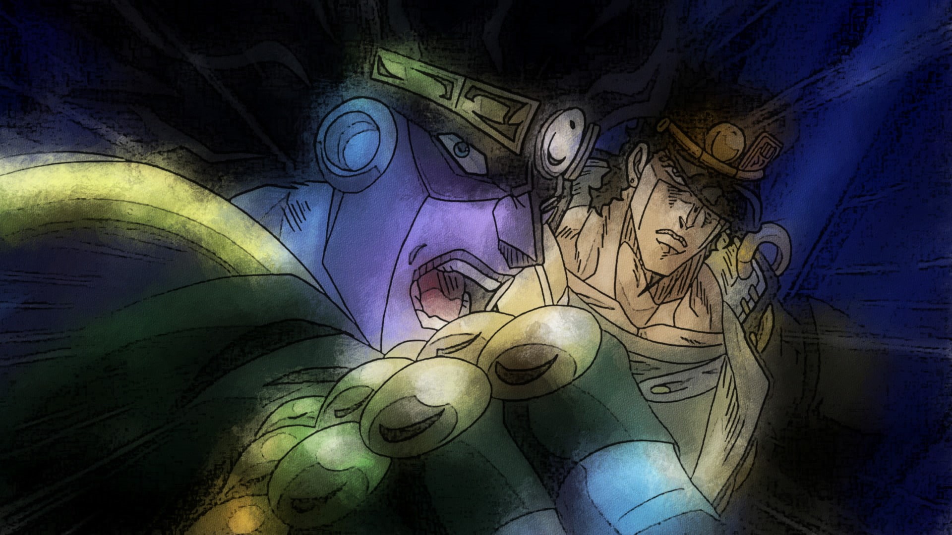 Anime, Jojos Bizarre Adventure, Jotaro Kujo, 1080P, Star Platinum (Jojos Bizarre Adventure), HD Wallpaper