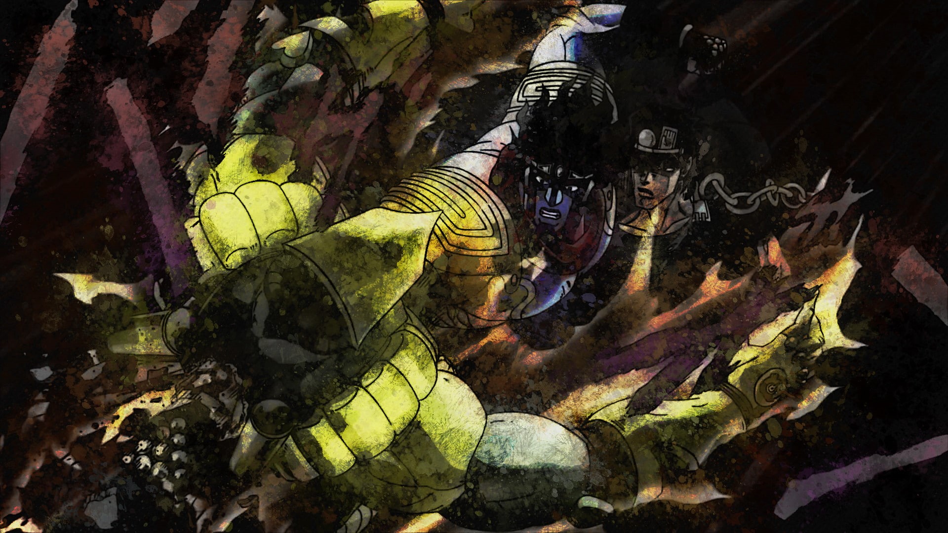 Anime, Jotaro Kujo, 1080P, The World (Jojos Bizarre Adventure), Star Platinum (Jojos Bizarre Adventure), Jojos Bizarre Adventure, HD Wallpaper