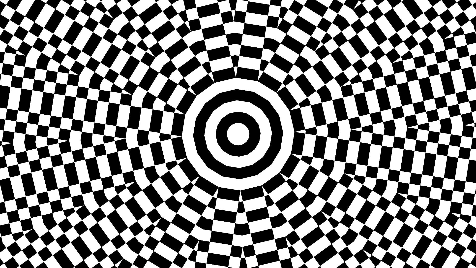 Black and White, Kaleidoscope, 1080P, Checkerboard, Abstract, HD Wallpaper