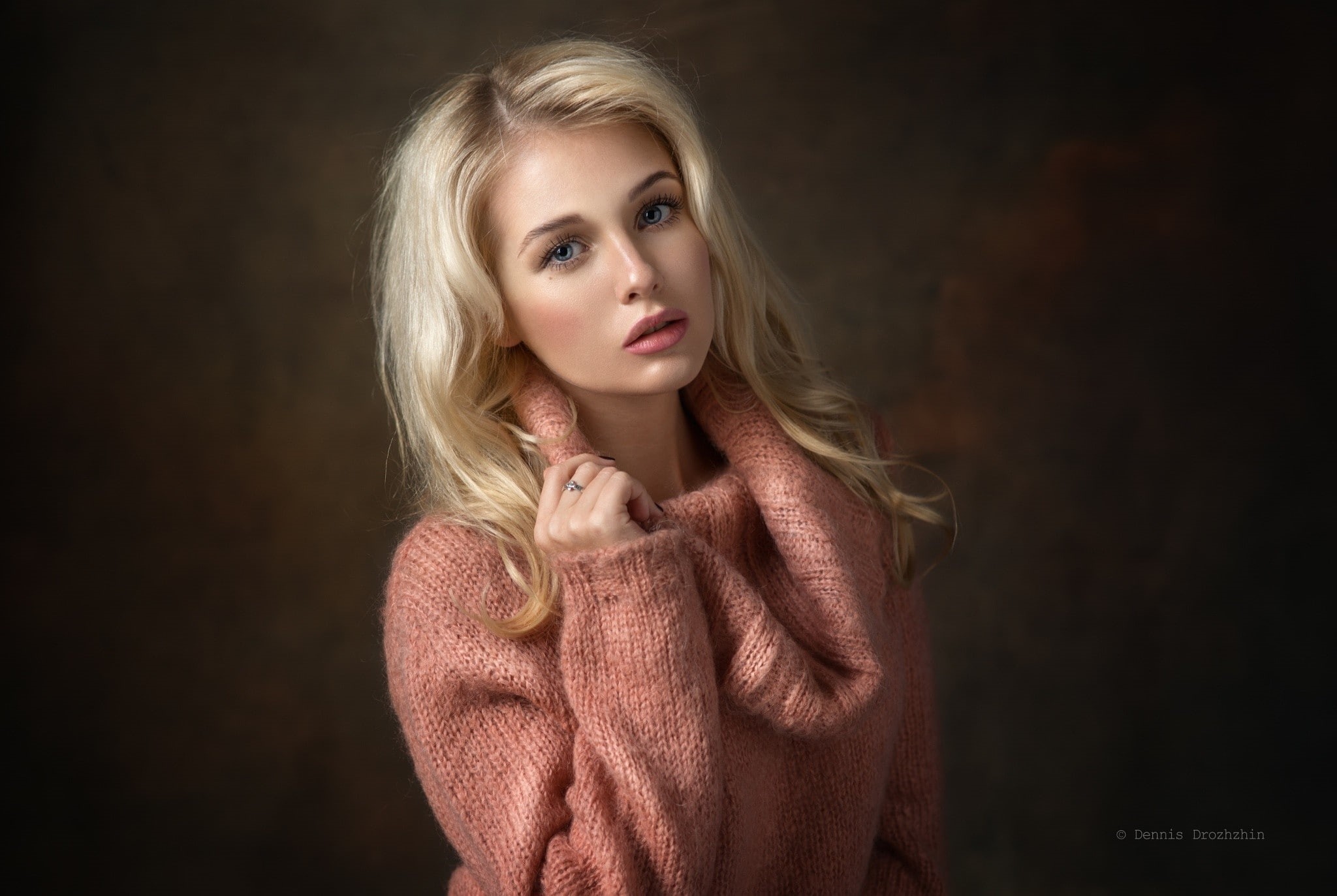 blond hair, studio shot, long hair, Dennis Drozhzhin, teenager, 1080P, beautiful woman, portrait, women, 500px, contemplation, blonde, beauty, one person, HD Wallpaper