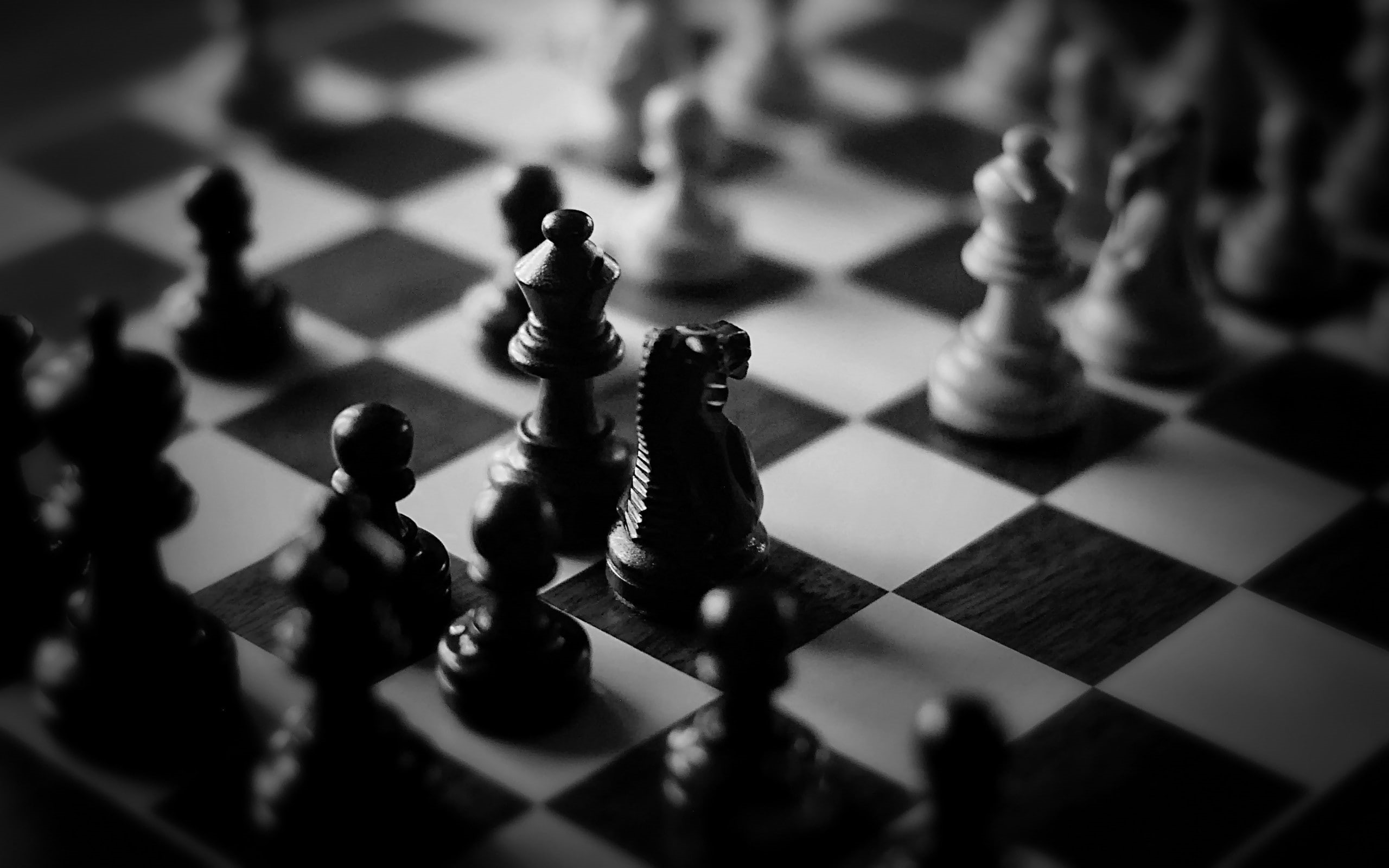 chess, monochrome, 2K, HD Wallpaper