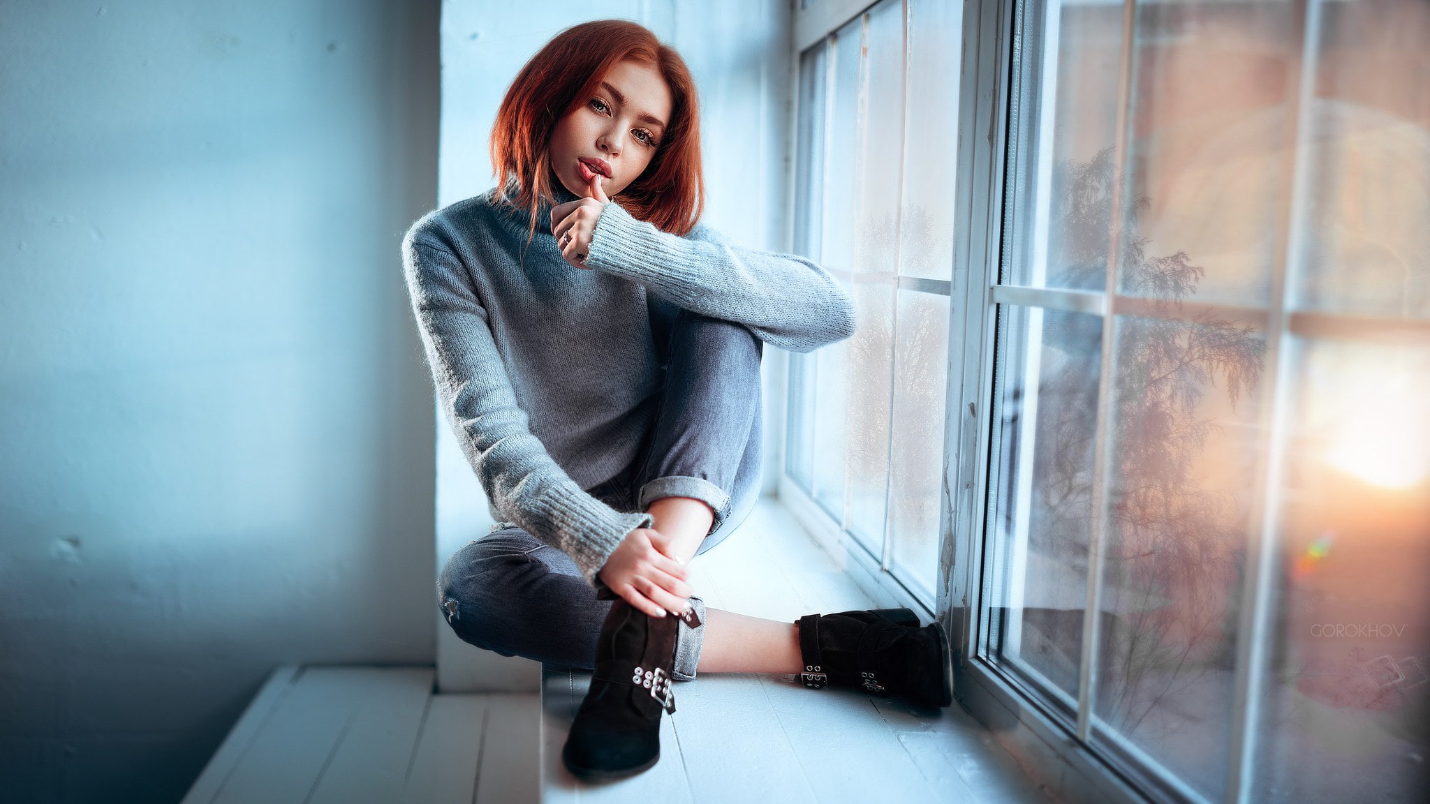 1080P, 500px, sweater, women, Ivan Gorokhov, model, HD Wallpaper