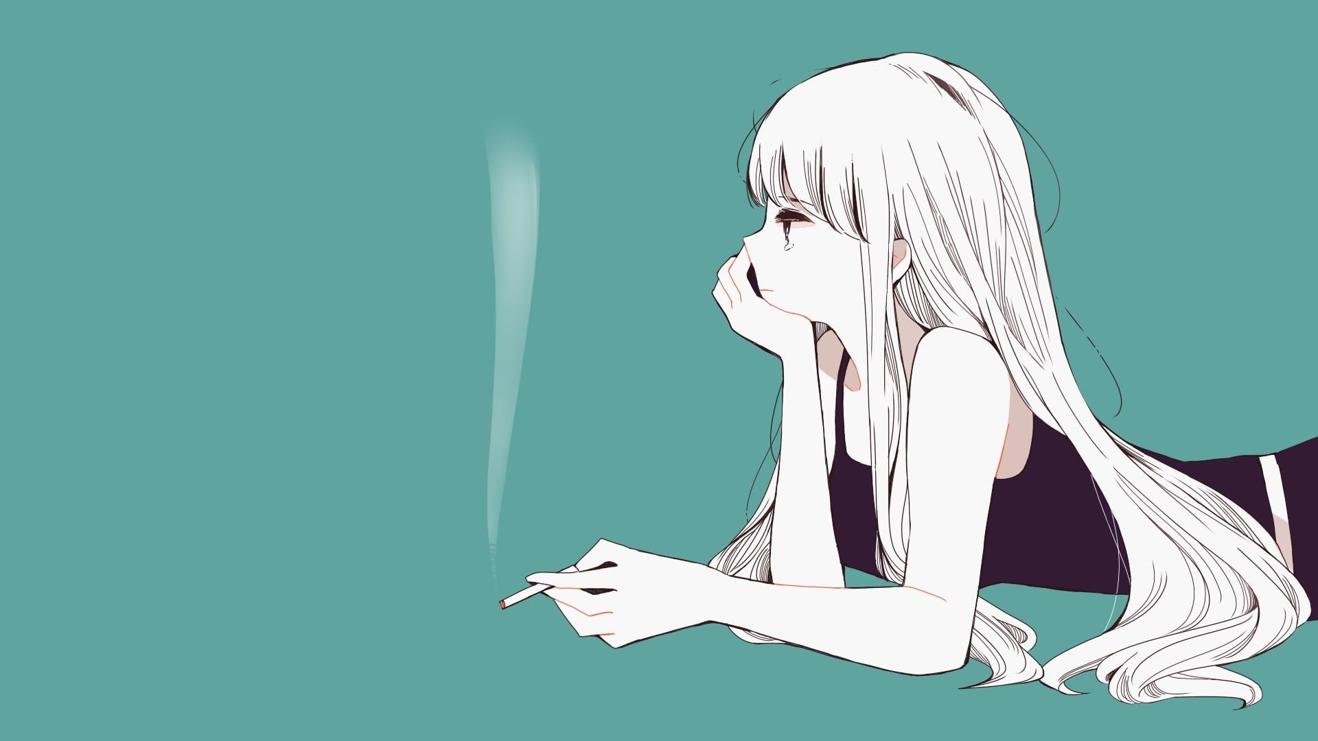 young adult, blond hair, human body part, adult, indoors, beauty, long hair, portrait, 1080P, colored background, anime girls, standing, young women, side view, HD Wallpaper