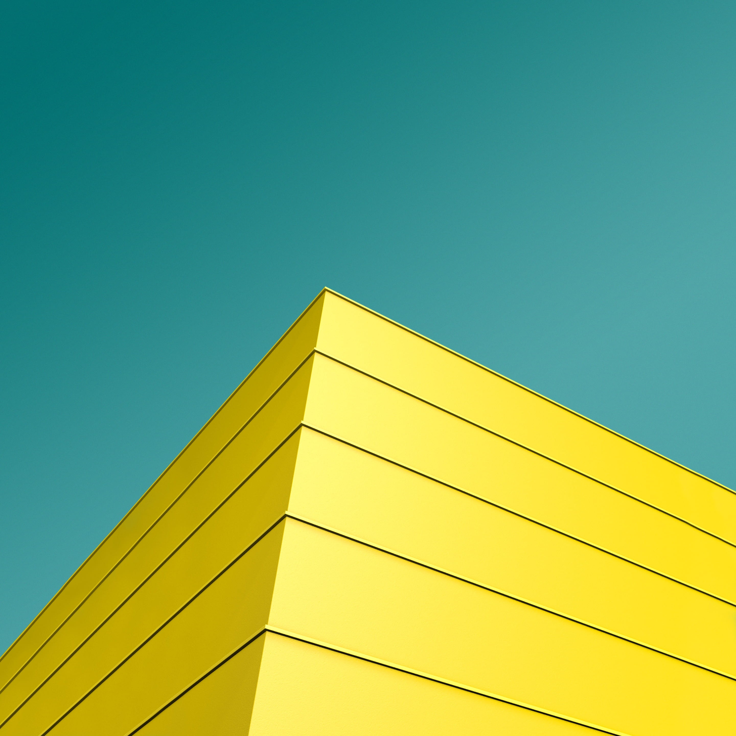 pattern, backgrounds, blue background, built structure, modern, outdoors, 2K, photo, colored background, copy space, blue, clear sky, sunny, design, corner, Phone HD Wallpaper