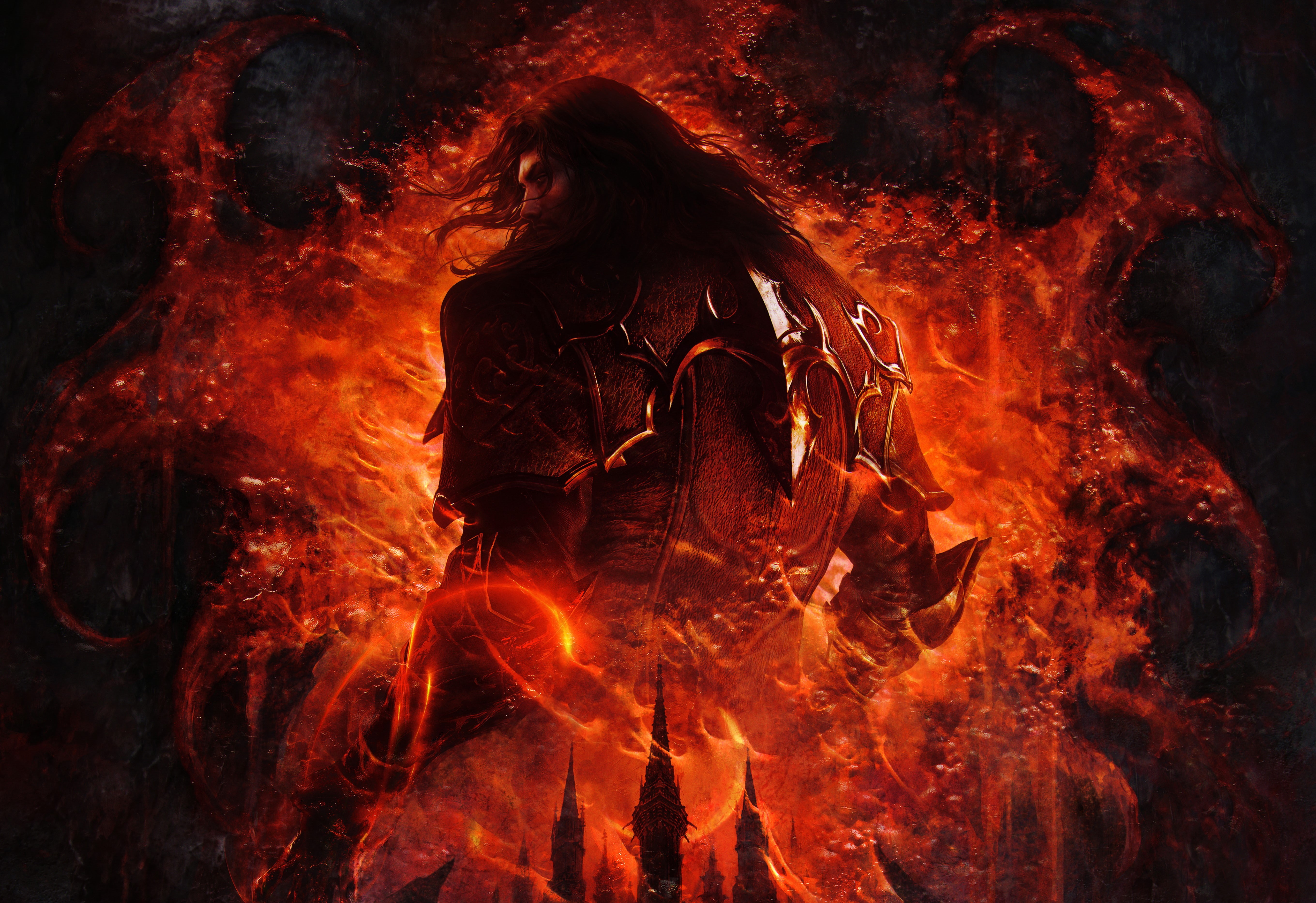 human body part, orange color, glowing, people, burning, fire, nature, fire - natural phenomenon, Mercurysteam entertainment, Konami, horror, night, Castlevania lords of shadow 2, HD Wallpaper
