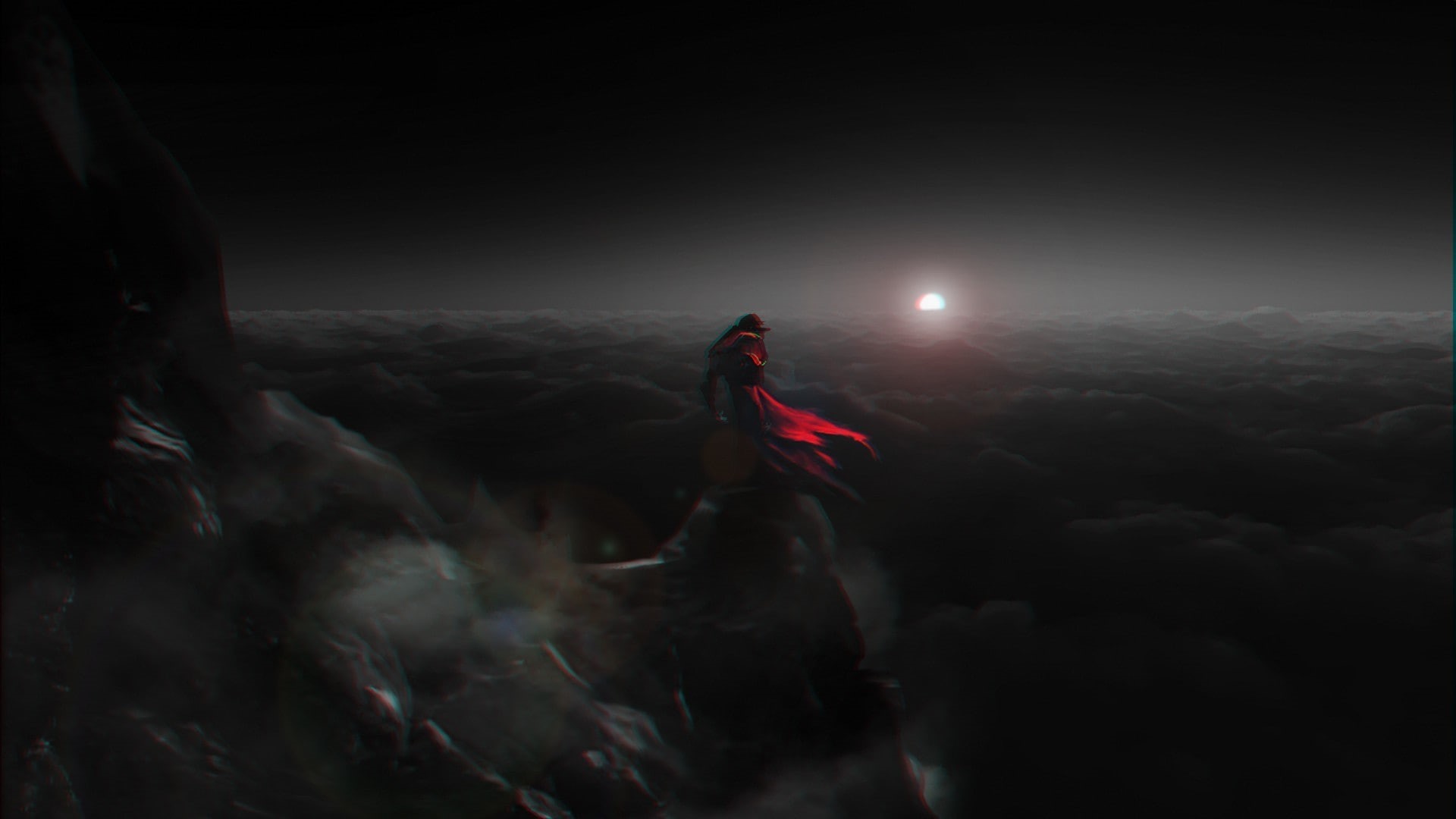 1080P, vampires, Castlevania: Lords Of Shadow, patriotism, tranquility, pride, standing, mountain, illuminated, fantasy Art, scenics - nature, castlevania, HD Wallpaper