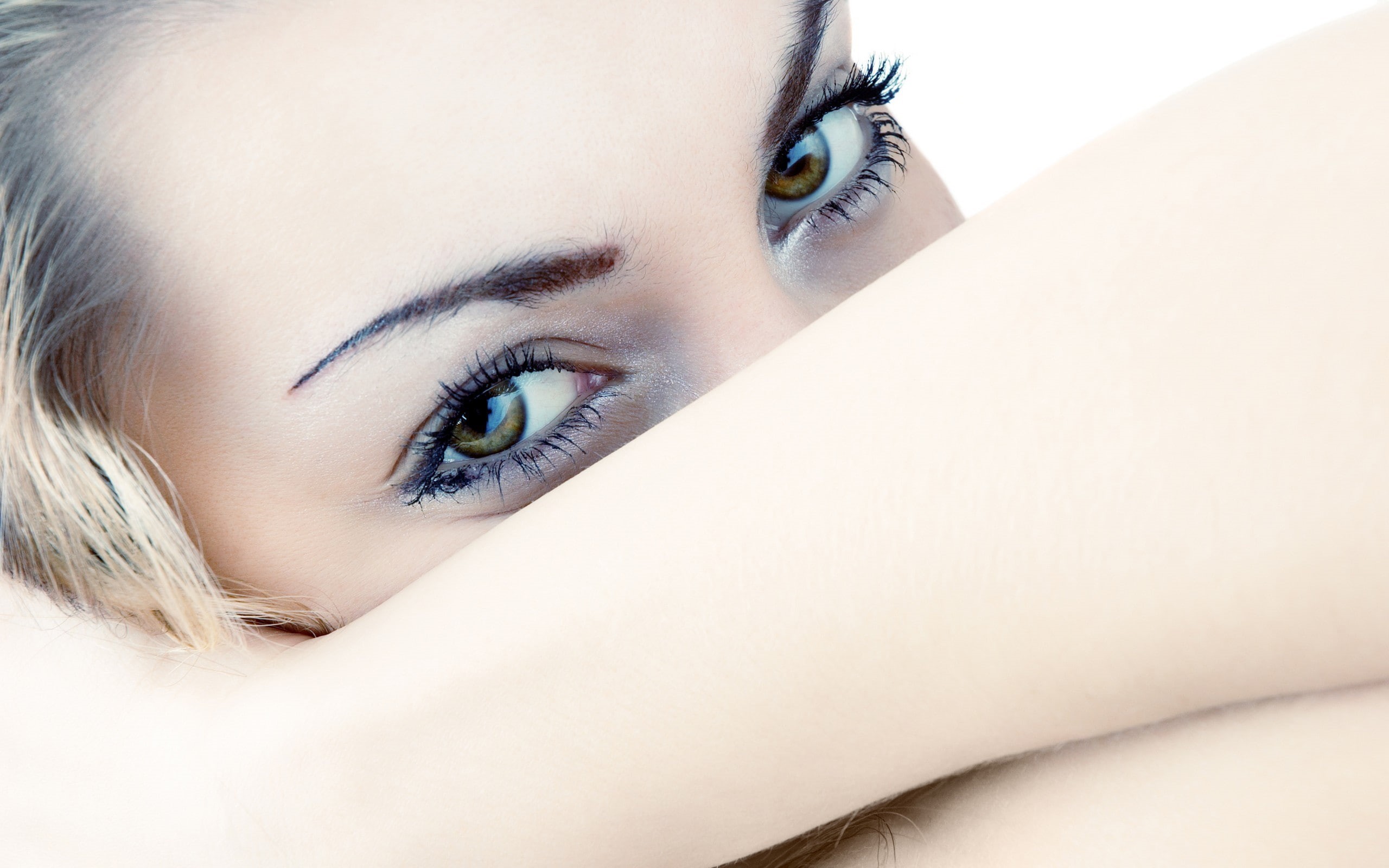 makeup, model, eyes, closeup, 2K, women, face, HD Wallpaper
