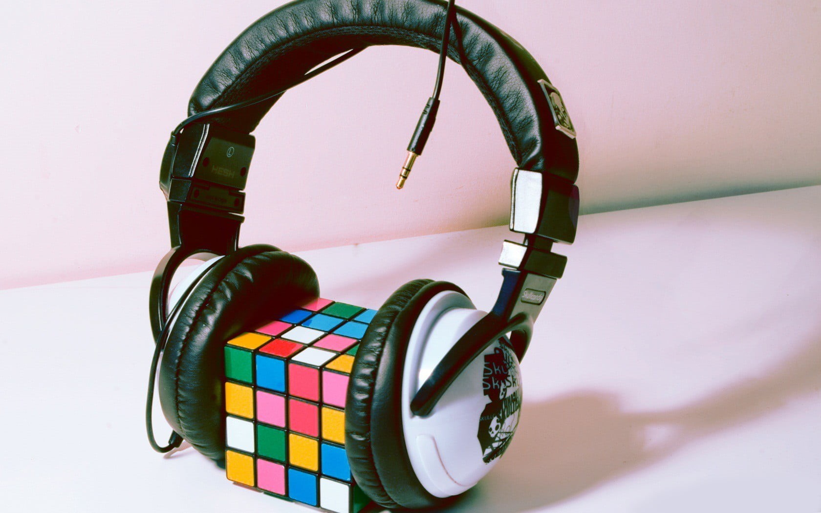 pink color, art and craft, cube, x, fashion, headphones, close-up, indoors, wall - building feature, still life, pattern, choice, no people, shadow, shape, HD Wallpaper