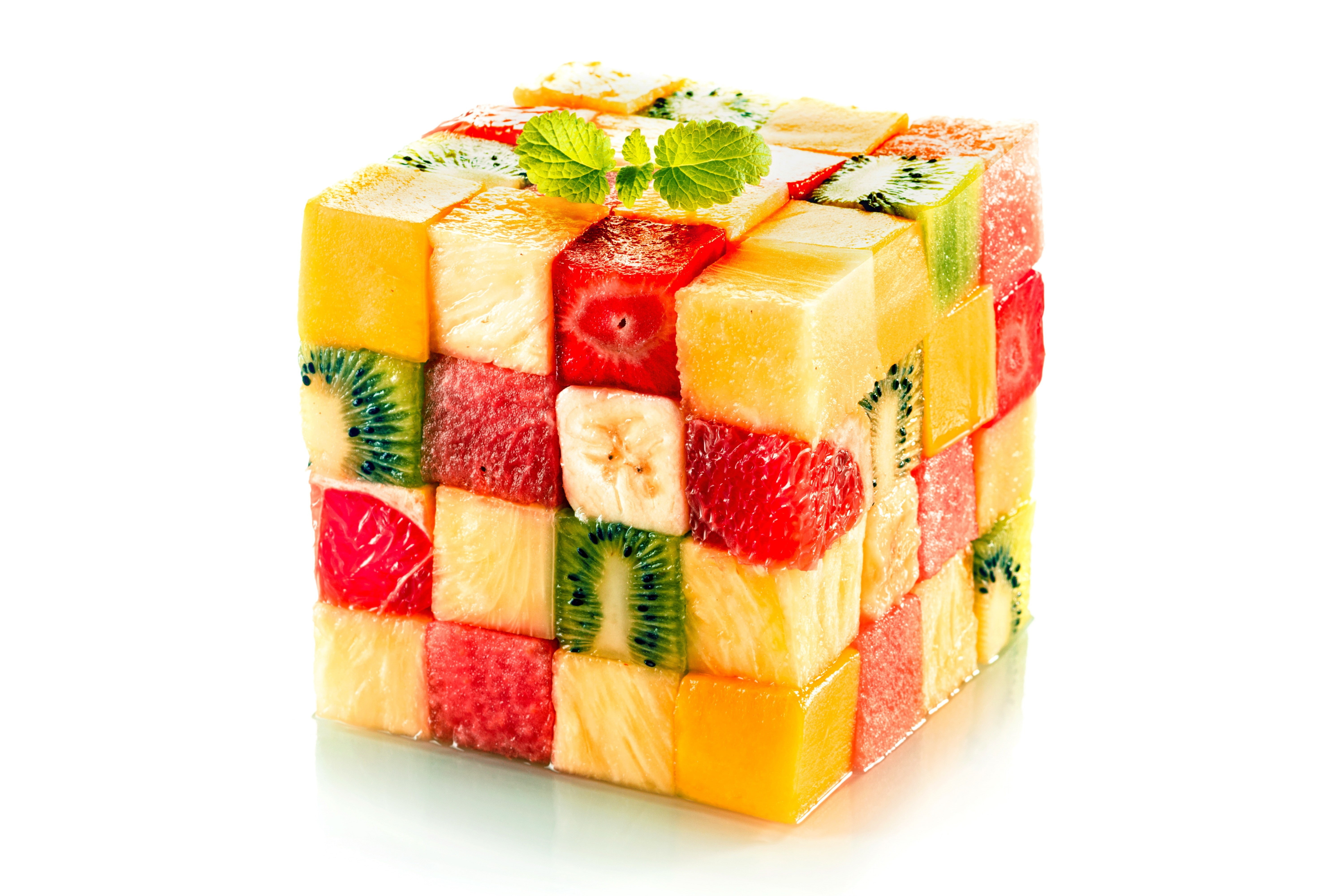 5K, Rubiks Cube  food  fruit  love  pineapples  kiwi (fruit)  strawberries, HD Wallpaper