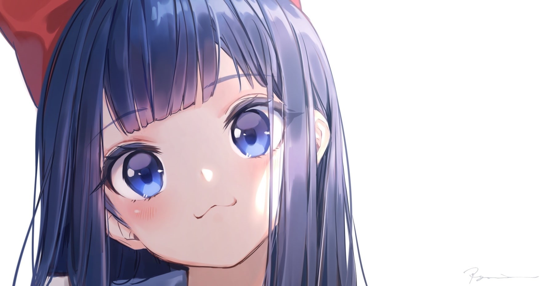 cute anime girl.blue eyes, clear sky, white background, sky, close-up, technology, art and craft, portrait, representation, copy space, blue, studio shot, HD Wallpaper