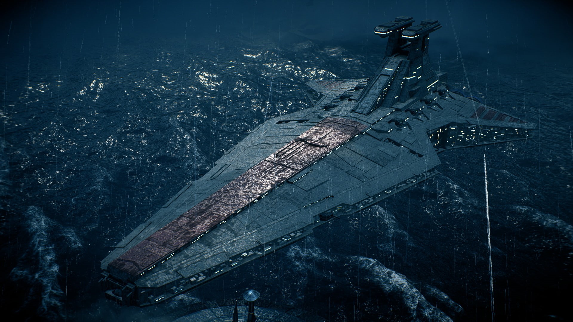 1080P, Venator-class Star Destroyer, Water, Rain, Star Wars Battlefront II (2017), Star Wars, HD Wallpaper