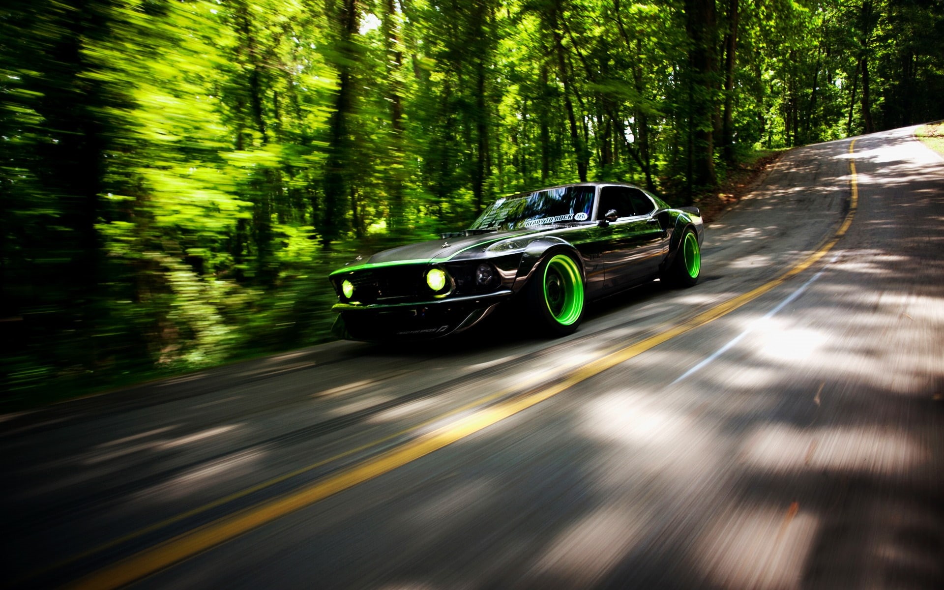 rtr, black, ford mustang, ford, x, green, mustang, 1080P, muscle car, HD Wallpaper