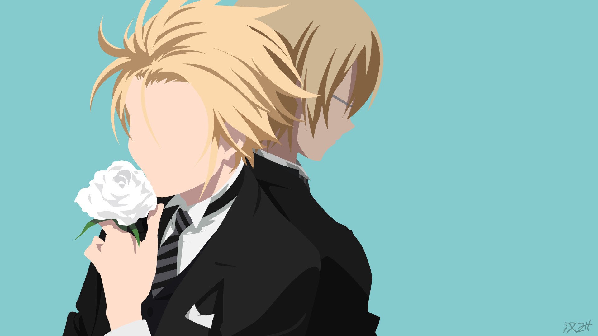 Kekkai Sensen, blue, males, King of Despair, hair, portrait, digital composite, copy space, adult, headshot, studio shot, men, obscured face, colored background, HD Wallpaper