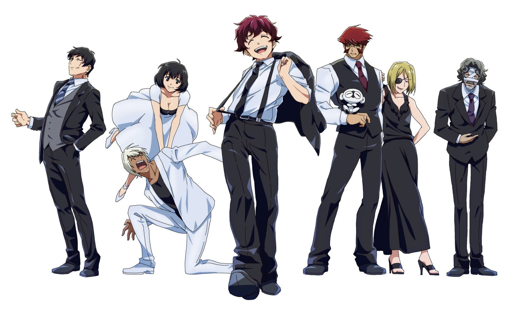 Kekkai Sensen, studio shot, females, group of people, clothing, full length, K. K., people, Leonardo Watch, suit, occupation, young adult, 720P, young men, HD Wallpaper