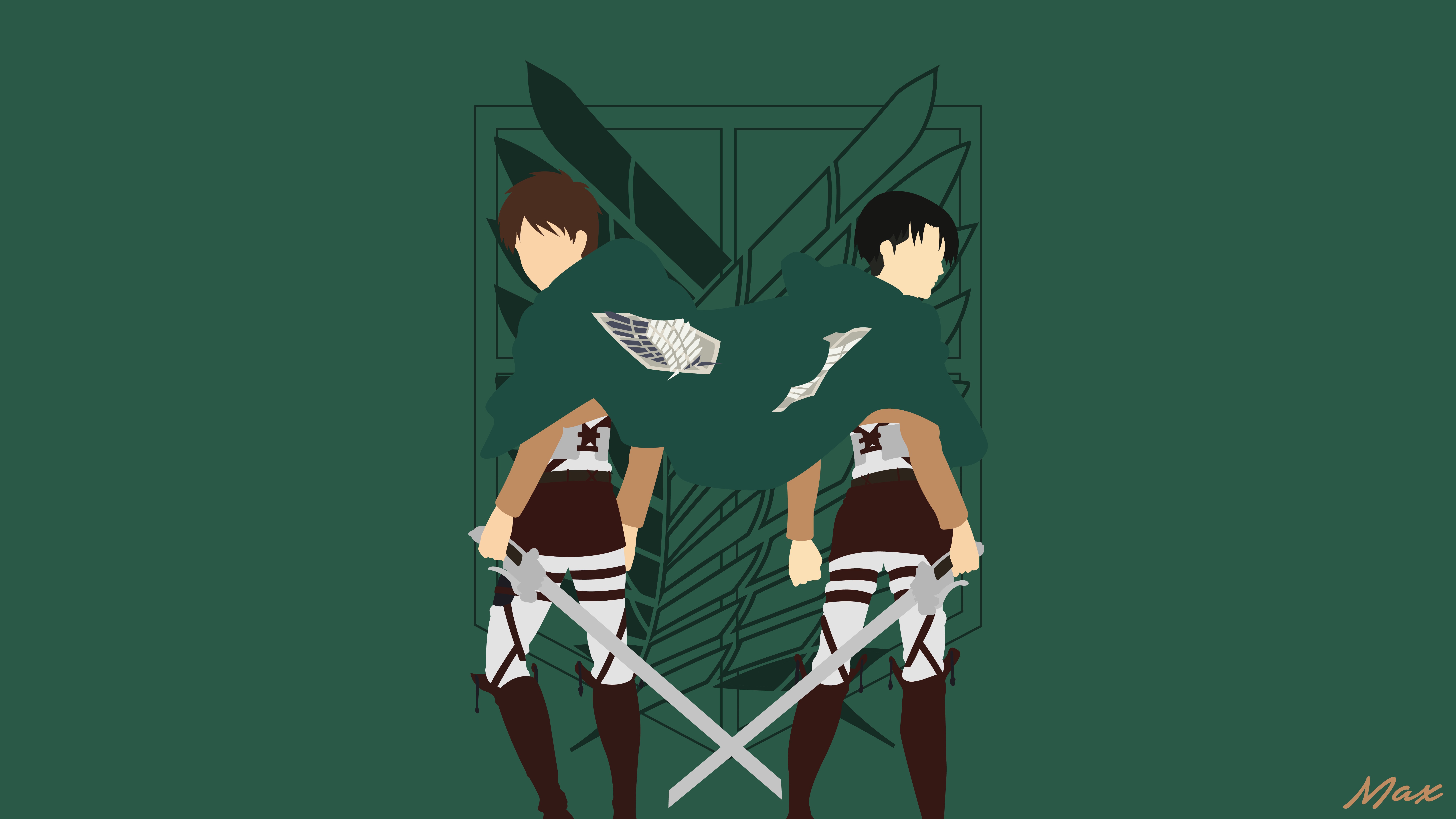 Attack On Titan, Anime, 8K, Eren Yeager, Levi Ackerman, HD Wallpaper