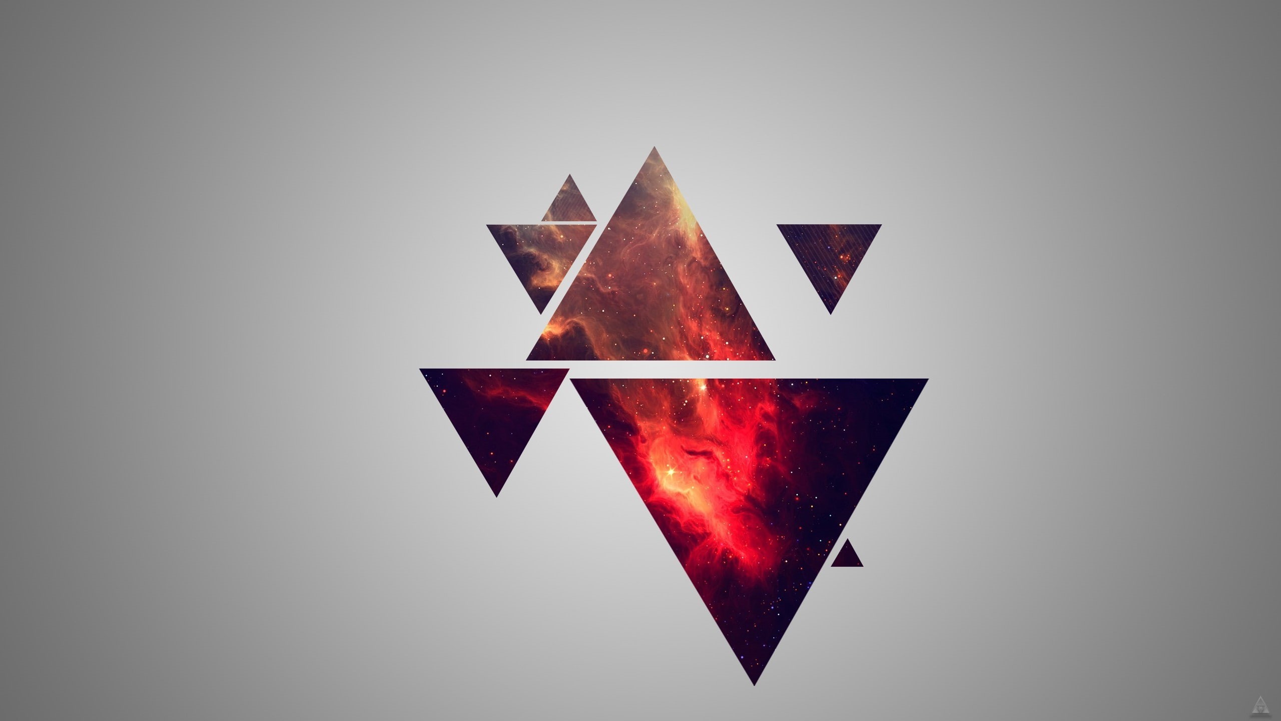 2K, simple background, triangle, digital art, geometry, minimalism, nebula, HD Wallpaper