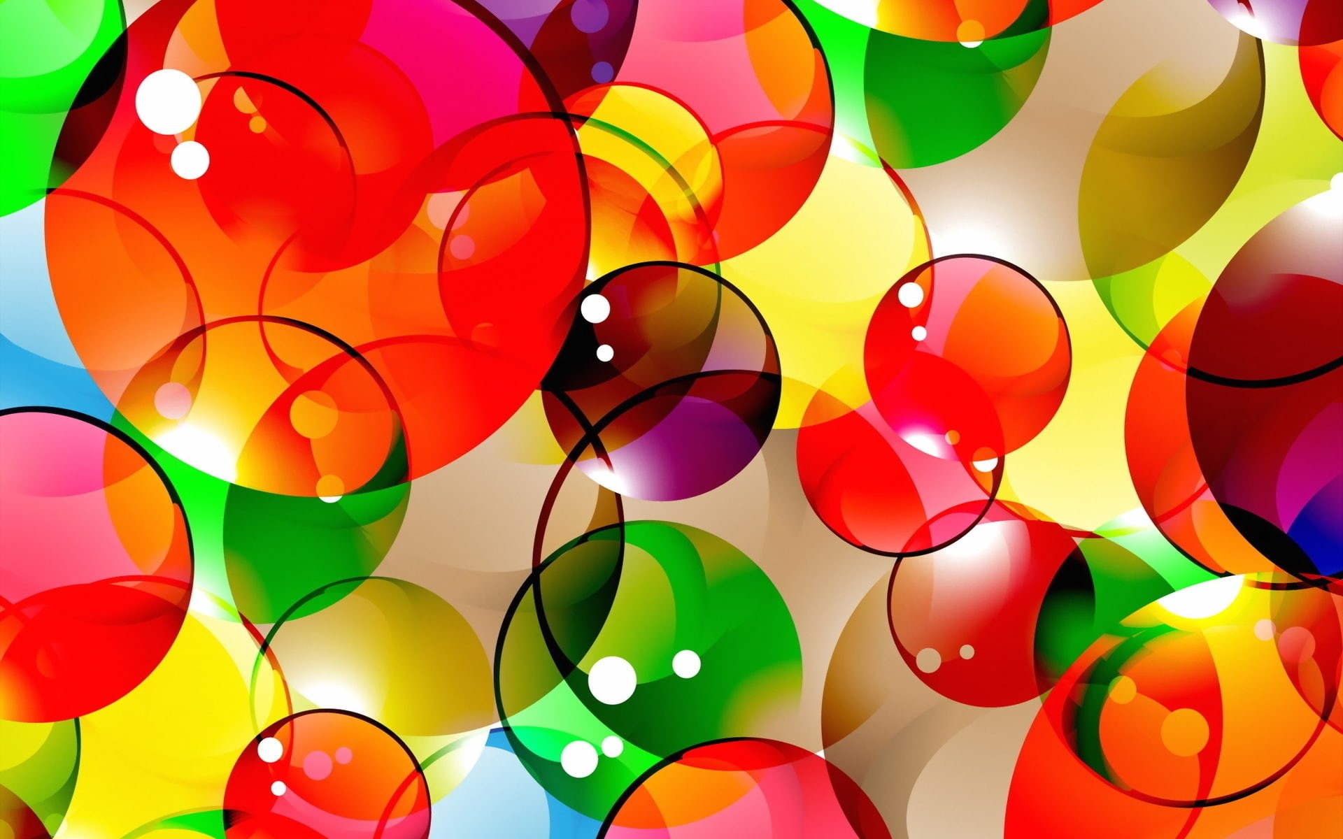 colorful, abstract, bubbles, 1080P, colors, background, HD Wallpaper