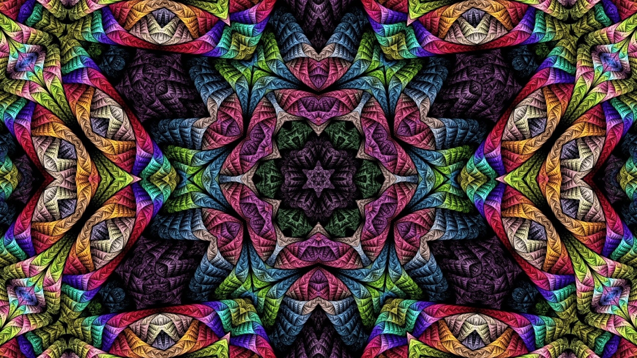 abstract, fractals, psychedelic, colorful, 2K, HD Wallpaper