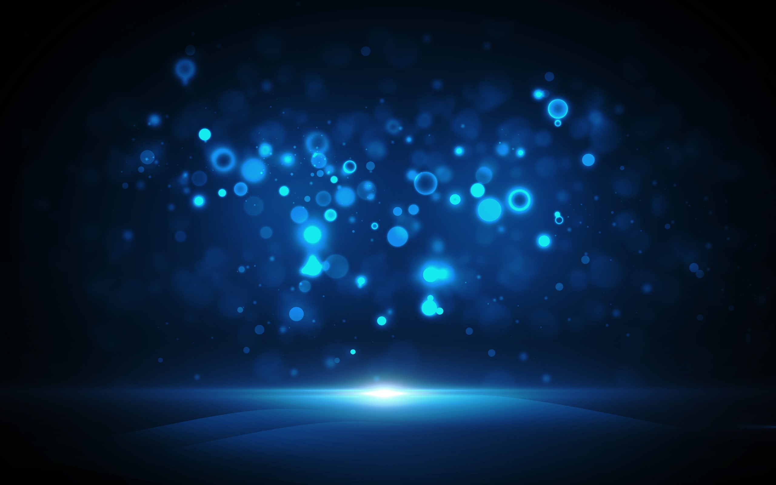 Circles, 2K, Blurred, Bokeh, Blue, Dark, HD Wallpaper