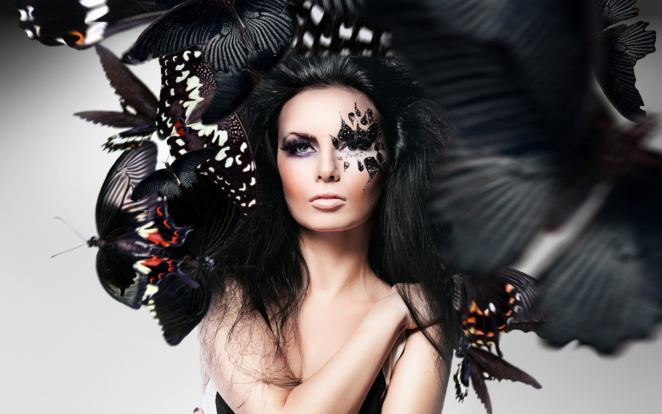 Makeup, Butterfly, Design, Photoshop, Face, Girl, 2K, Creative, HD Wallpaper