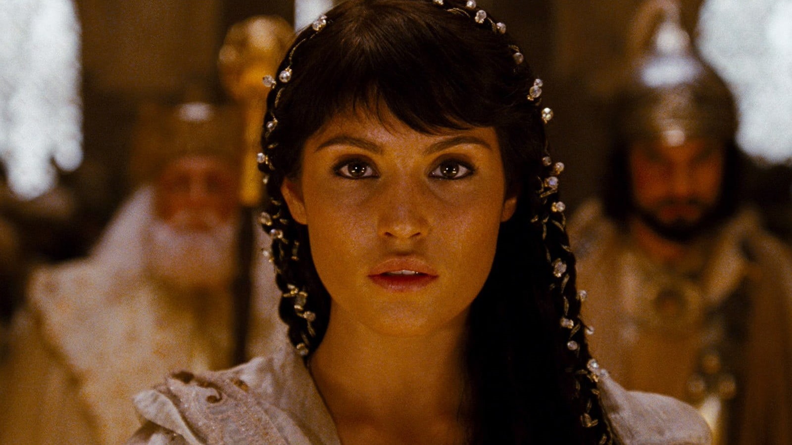 adult, actress, brunette, one person, focus on foreground, long hair, braided hair, front view, model, females, 720P, portrait, earring, emotion, Prince of Persia: The Sands of Time, HD Wallpaper