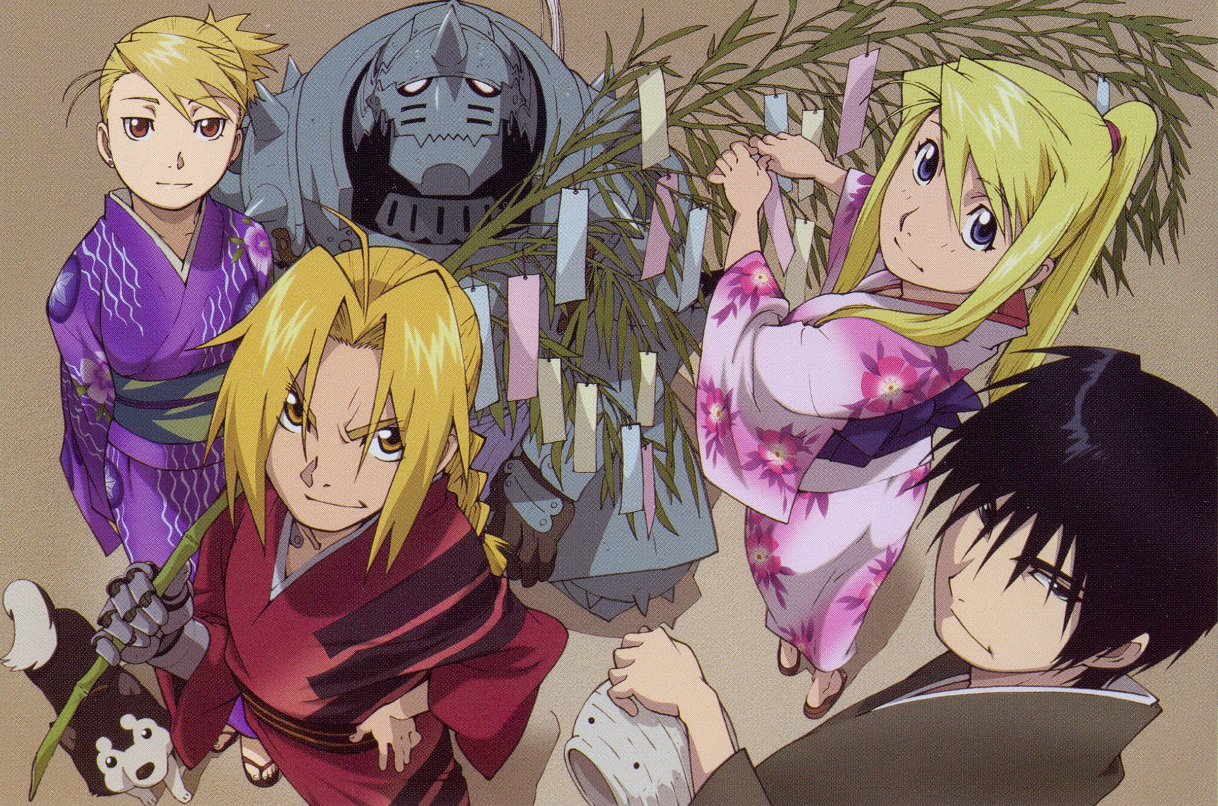 Rockbell Winry, Elric Alphonse, Full Metal Alchemist, anime, Roy Mustang, anime boys, Riza Hawkeye, Elric Edward, Japanese clothes, kimono, 1080P, anime, HD Wallpaper