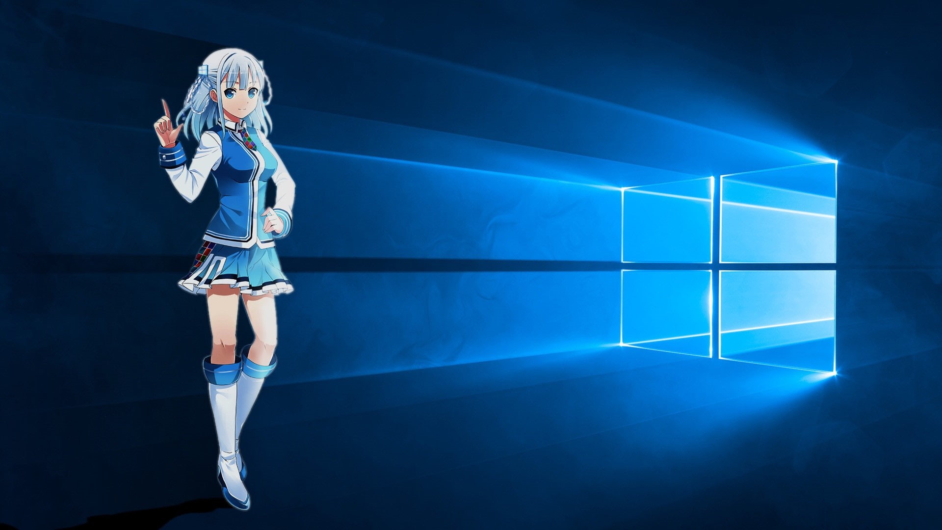 Windows, System, Logo, Madobe, 1080P, Dress, Girl, 10, Blue, Touko, HD Wallpaper
