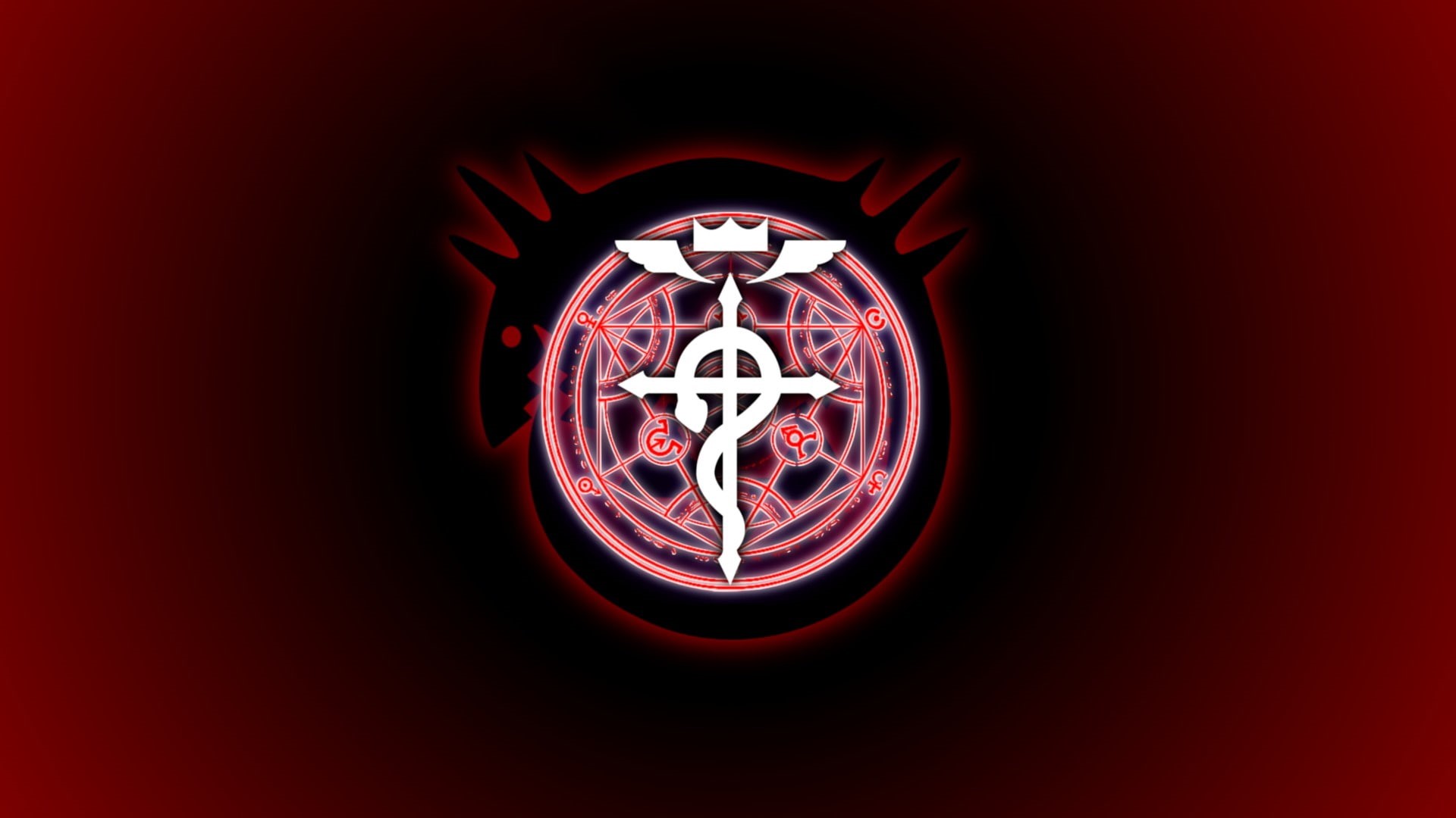 metal, no people, illuminated, alchemist, arts culture and entertainment, art, x, full metal alchemist, red, indoors, full, night, close-up, 1920x1080 px, HD Wallpaper