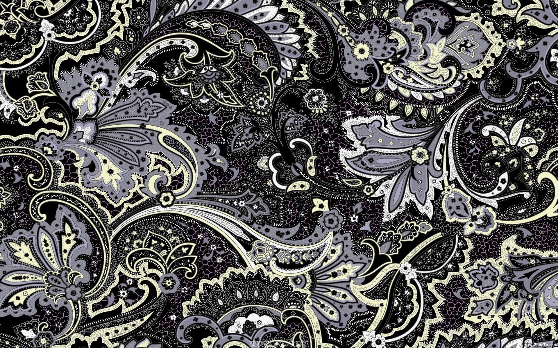 paisley Pattern, computer Graphic, patterns, white color, design, carving - craft product, backdrop, nature, 1080P, art, black color, abstract, doodle, HD Wallpaper