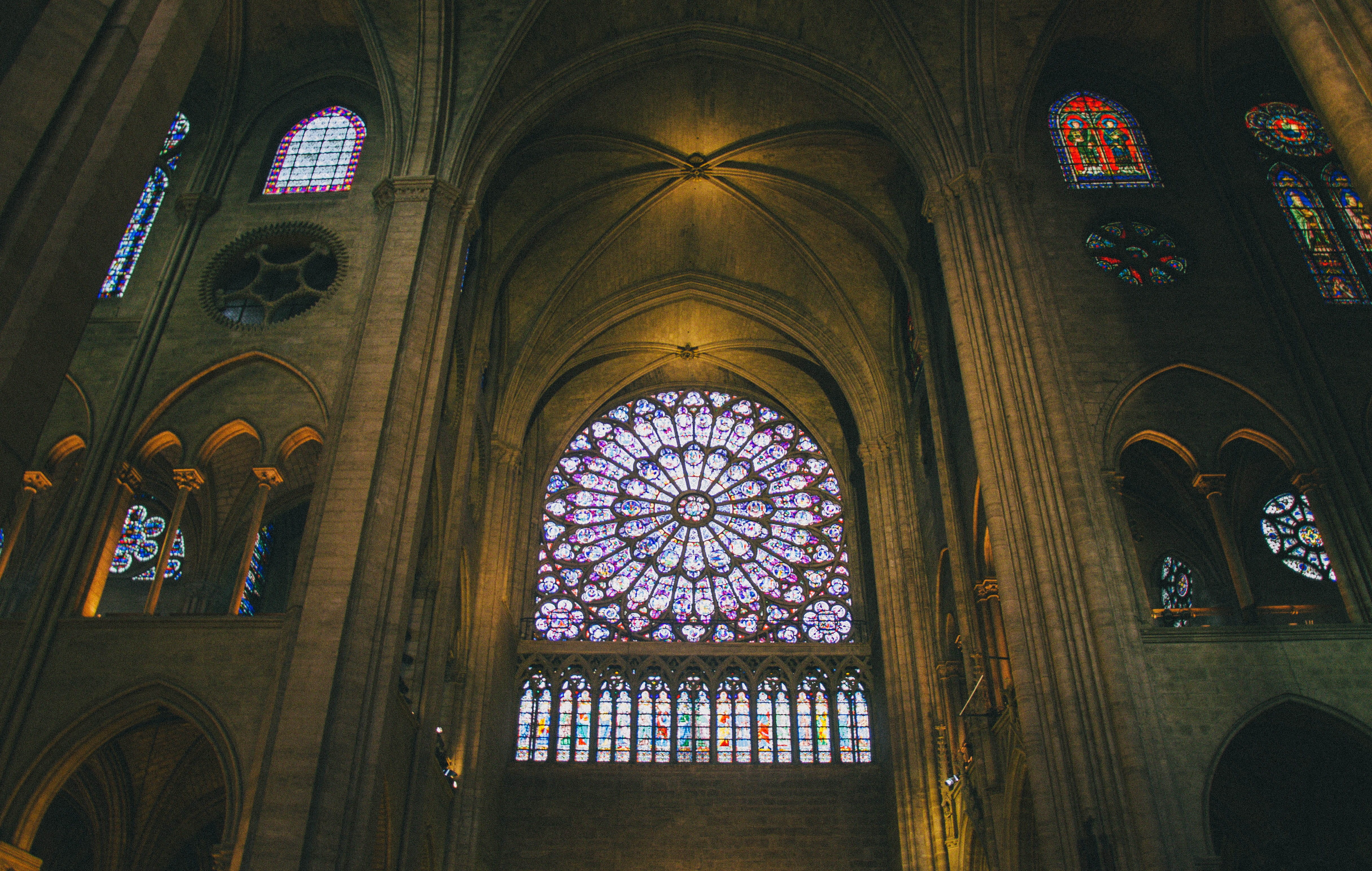 architecture and art, art, building, church, cathedral, built structure, design, no people, low angle shot, stained glass, ornate, religious, 4K, arched, HD Wallpaper